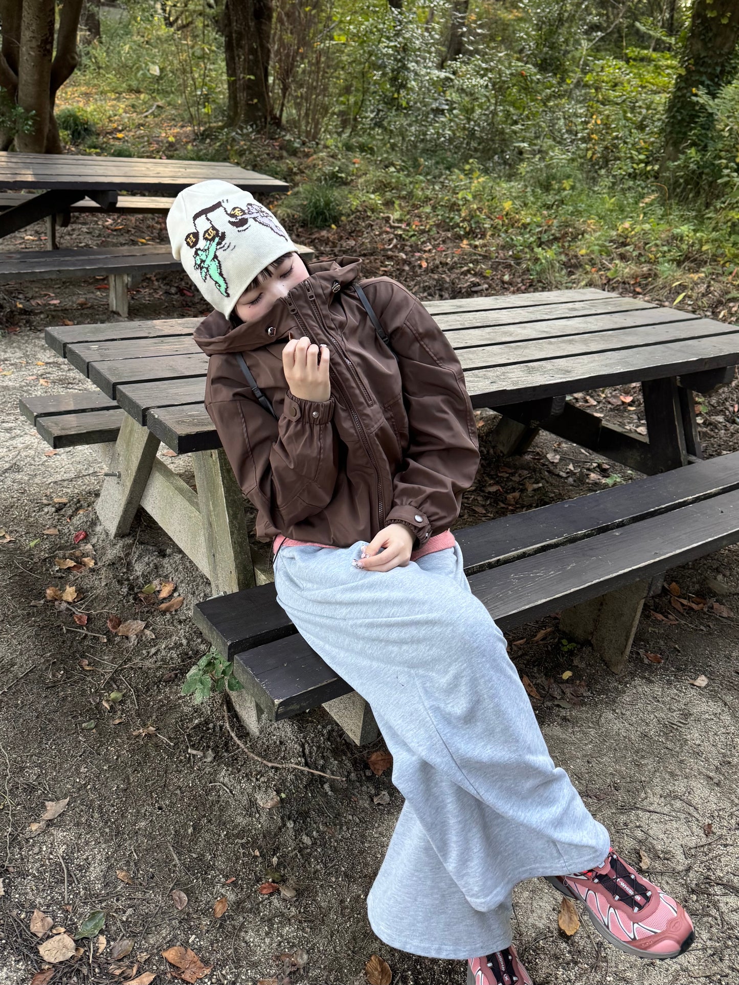 ブラウンナイロンパーカー DPB85371