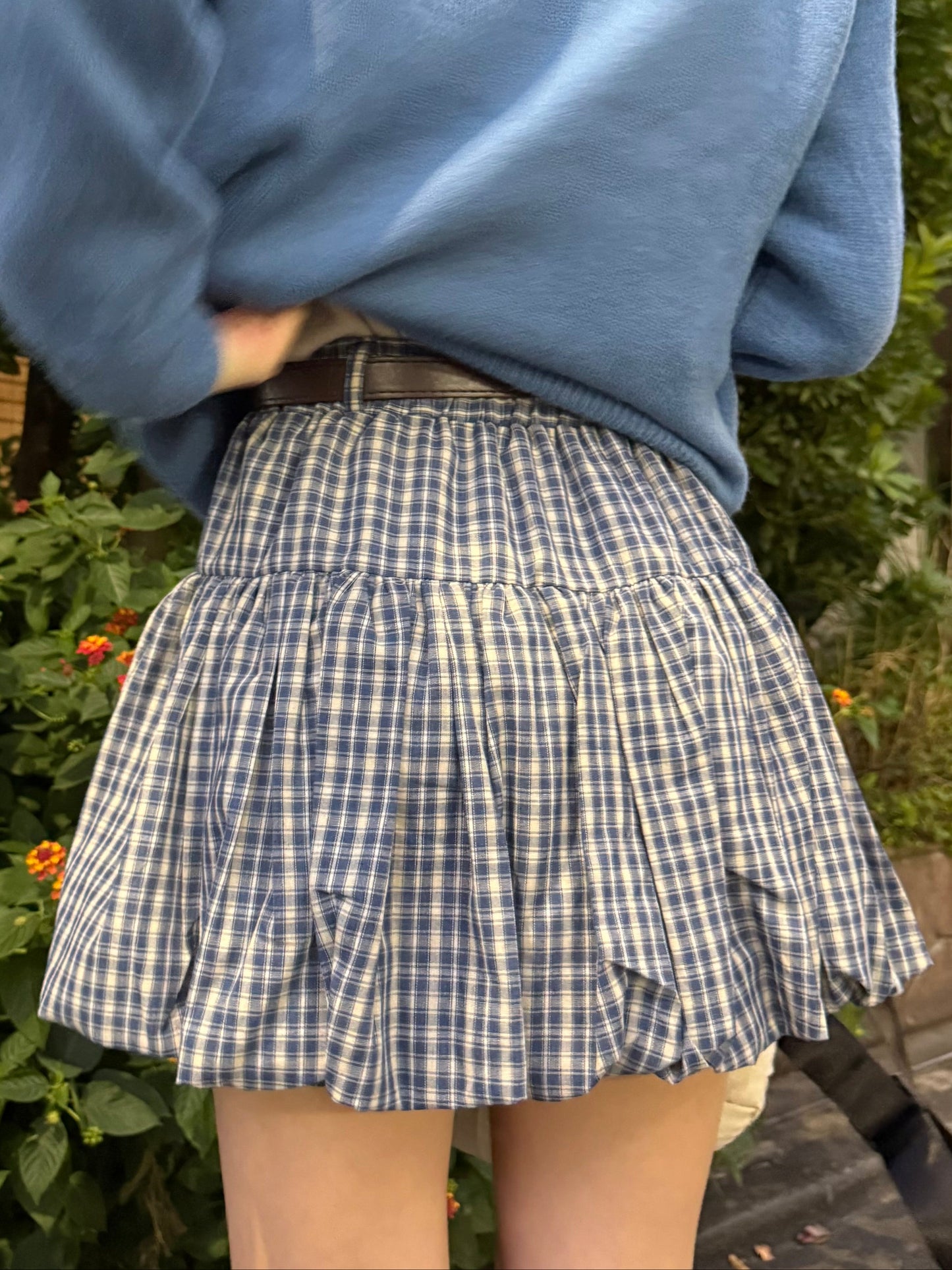 ブルーチェックバルーンスカート DPA43688