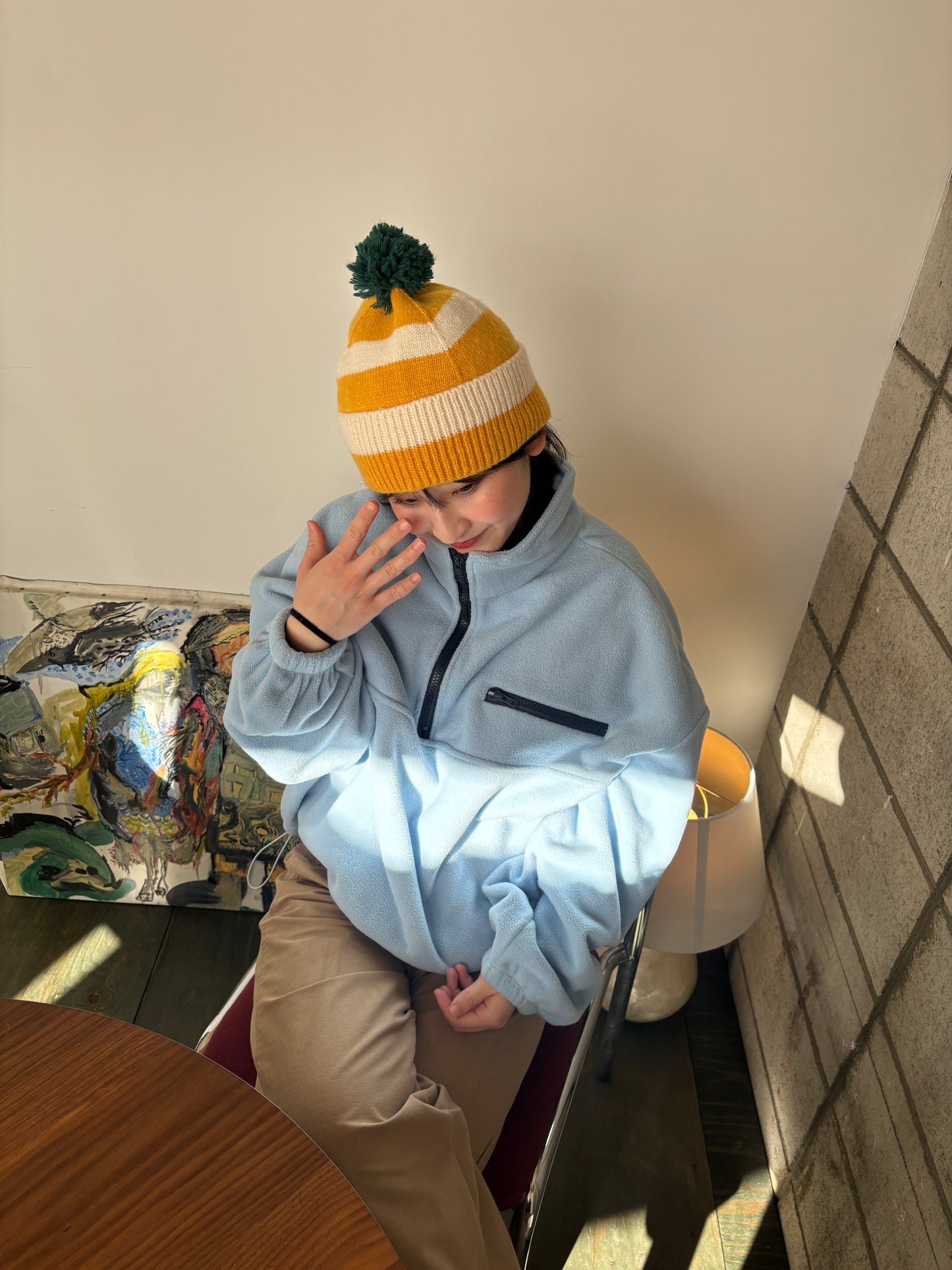 ポンポンボーダーニット帽 DPB84341