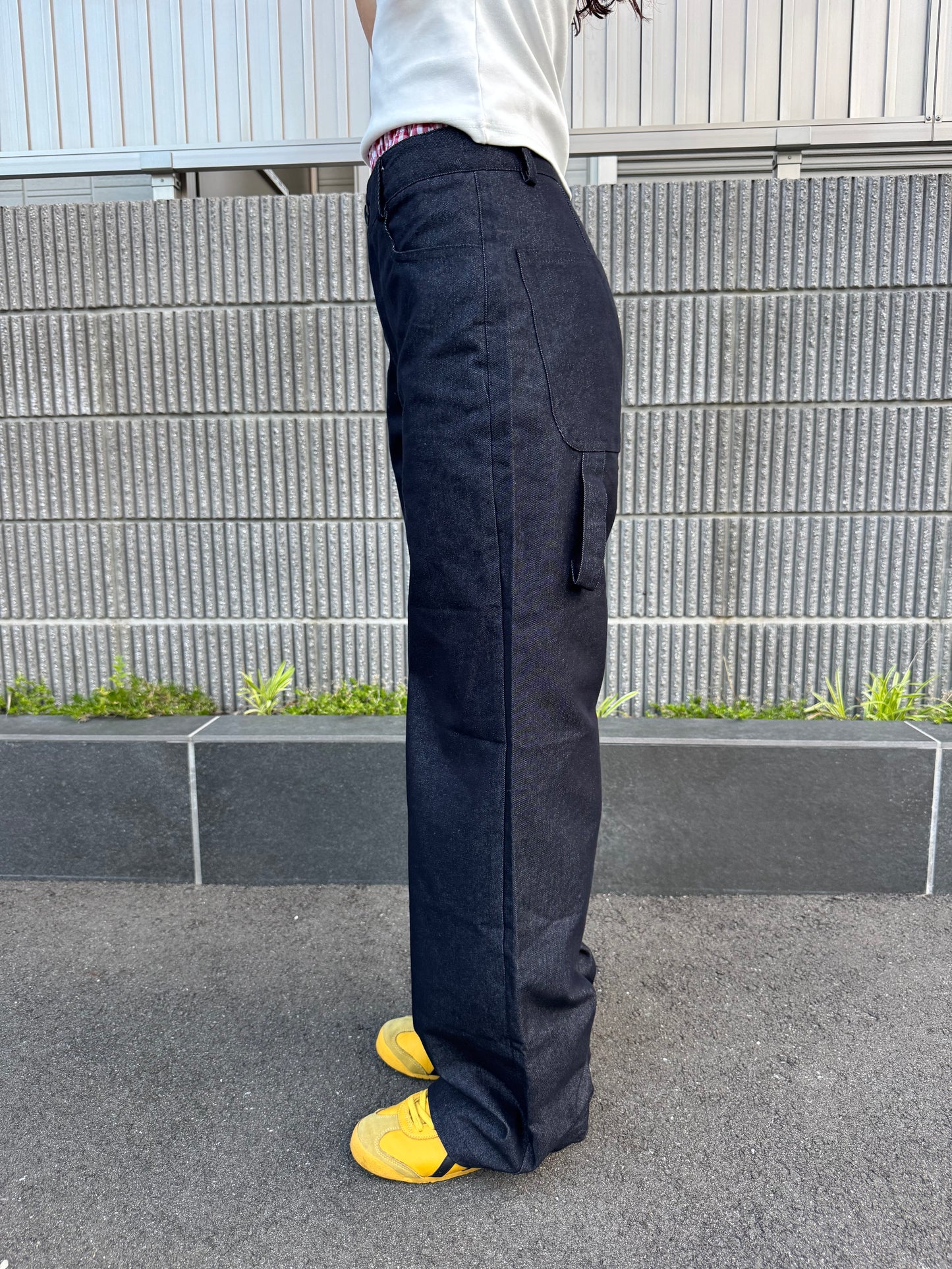 バックポケットステッチワイドデニムパンツ DPC07024