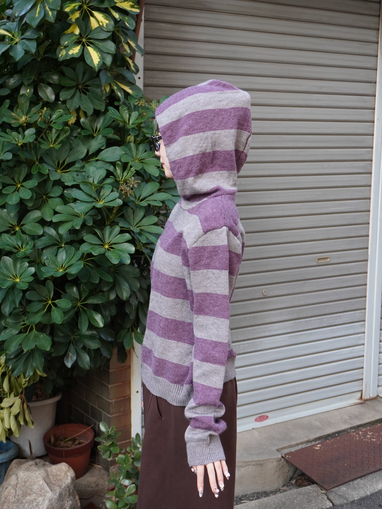 ボーダーフーディニットパーカー DPB85383