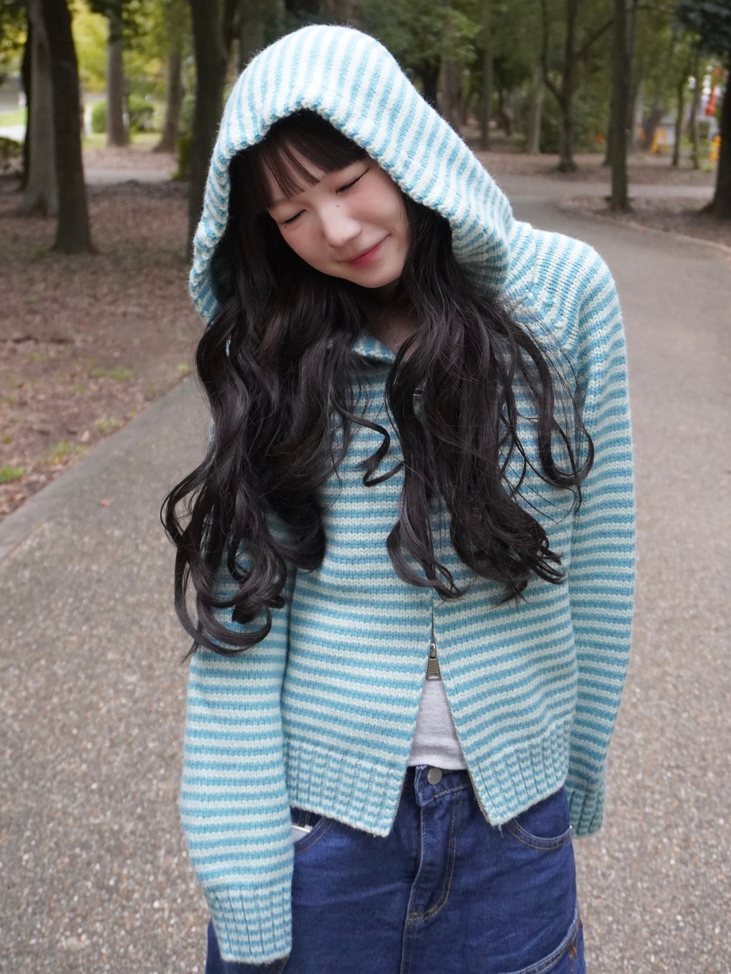 ボーダーニットダブルジップパーカー DPB85367