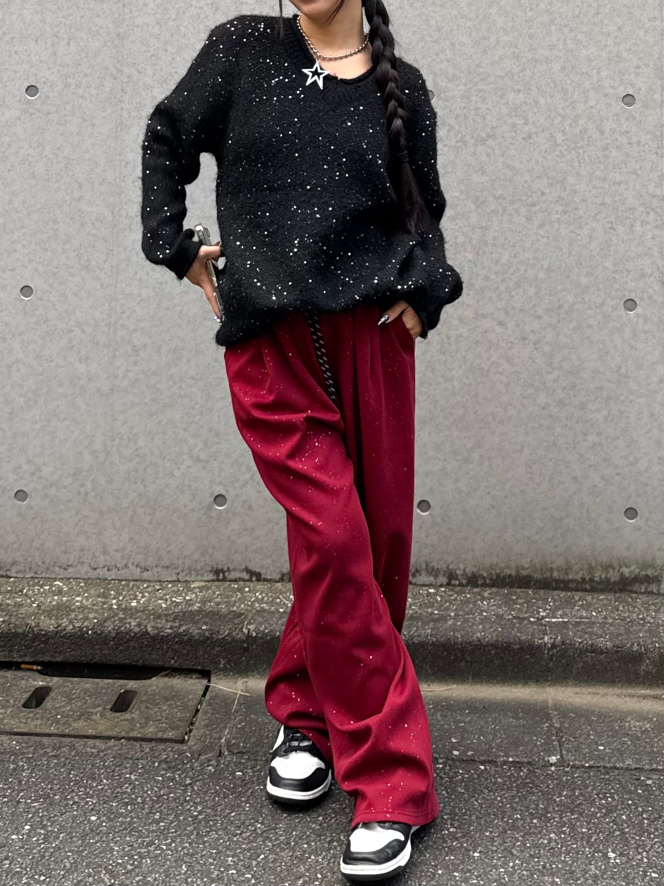 Vネックラメニット DPB86142