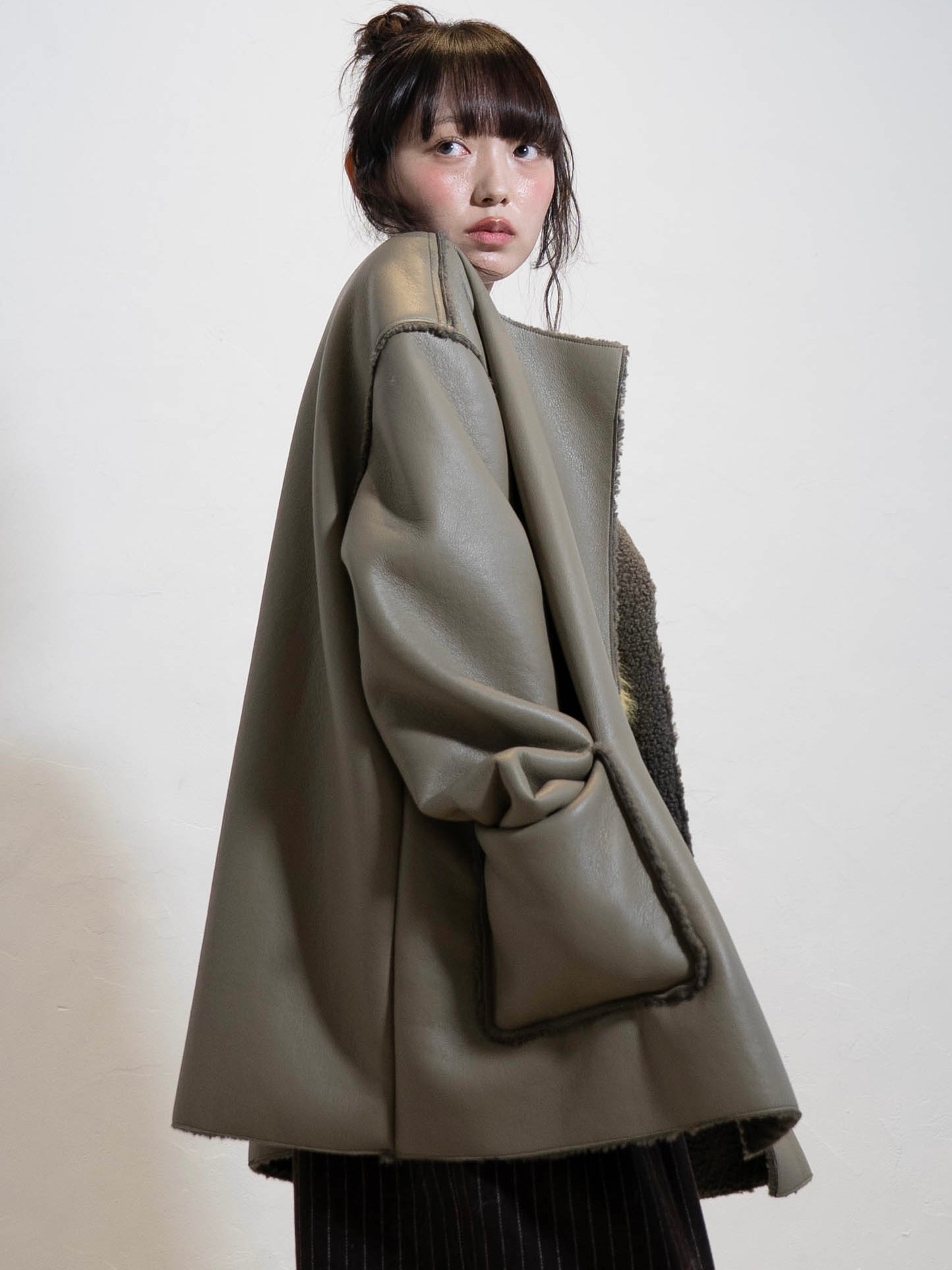 ポイントボアフェイクレザージャケット DPC02010