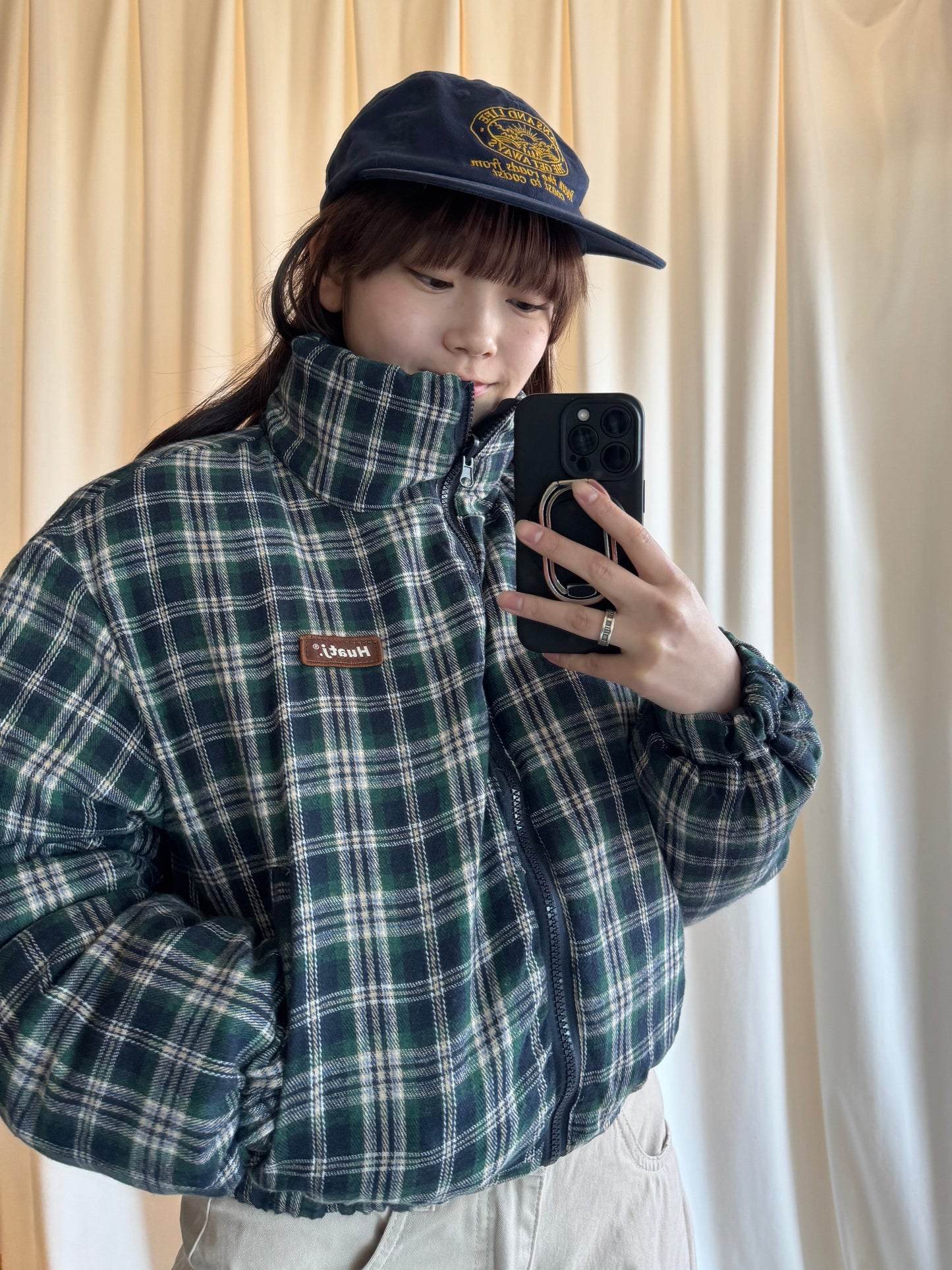 リバーシブルチェック中綿ジャケット DPB91075