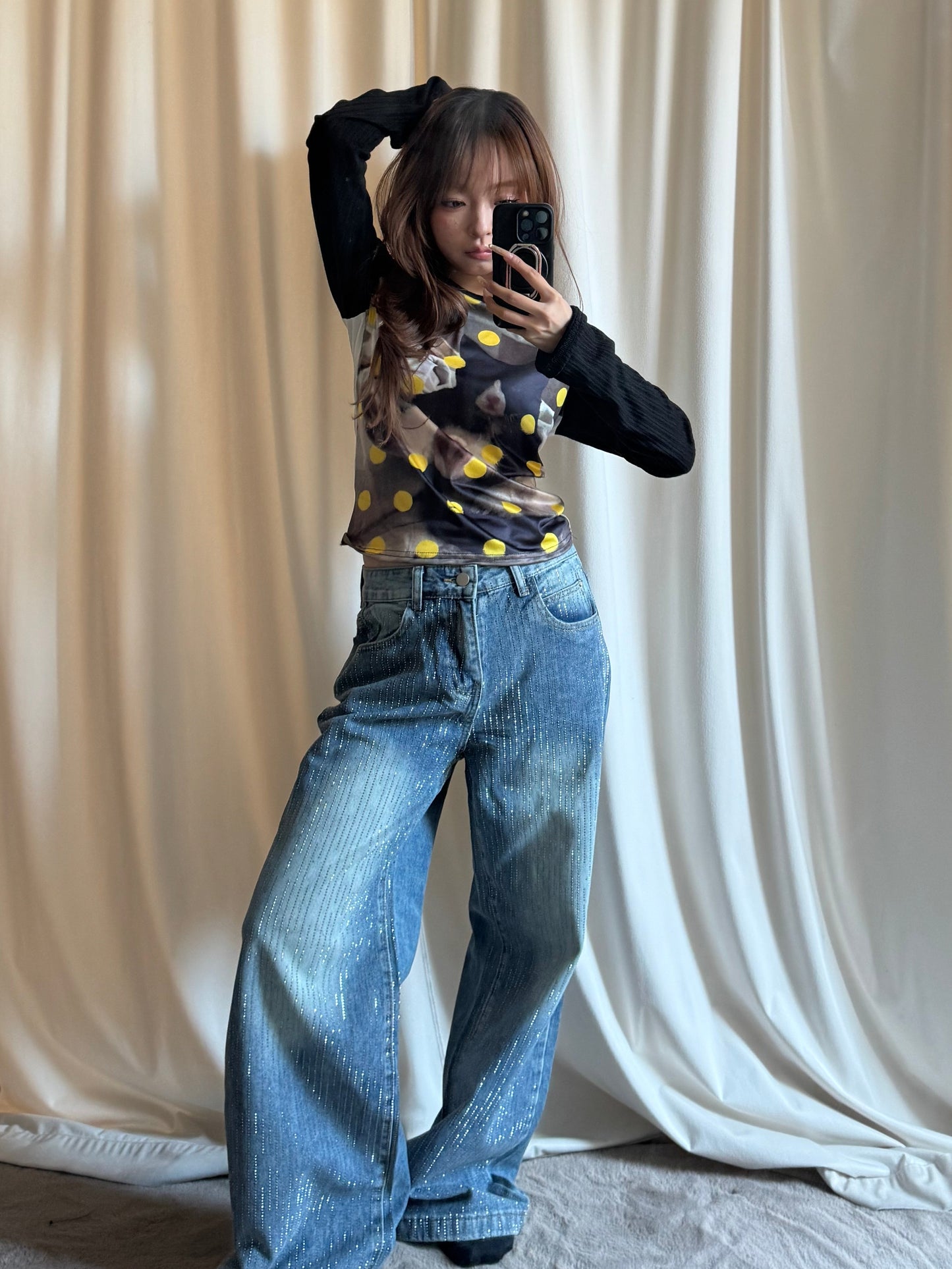 ドットキャットタイトトップス DPB86195