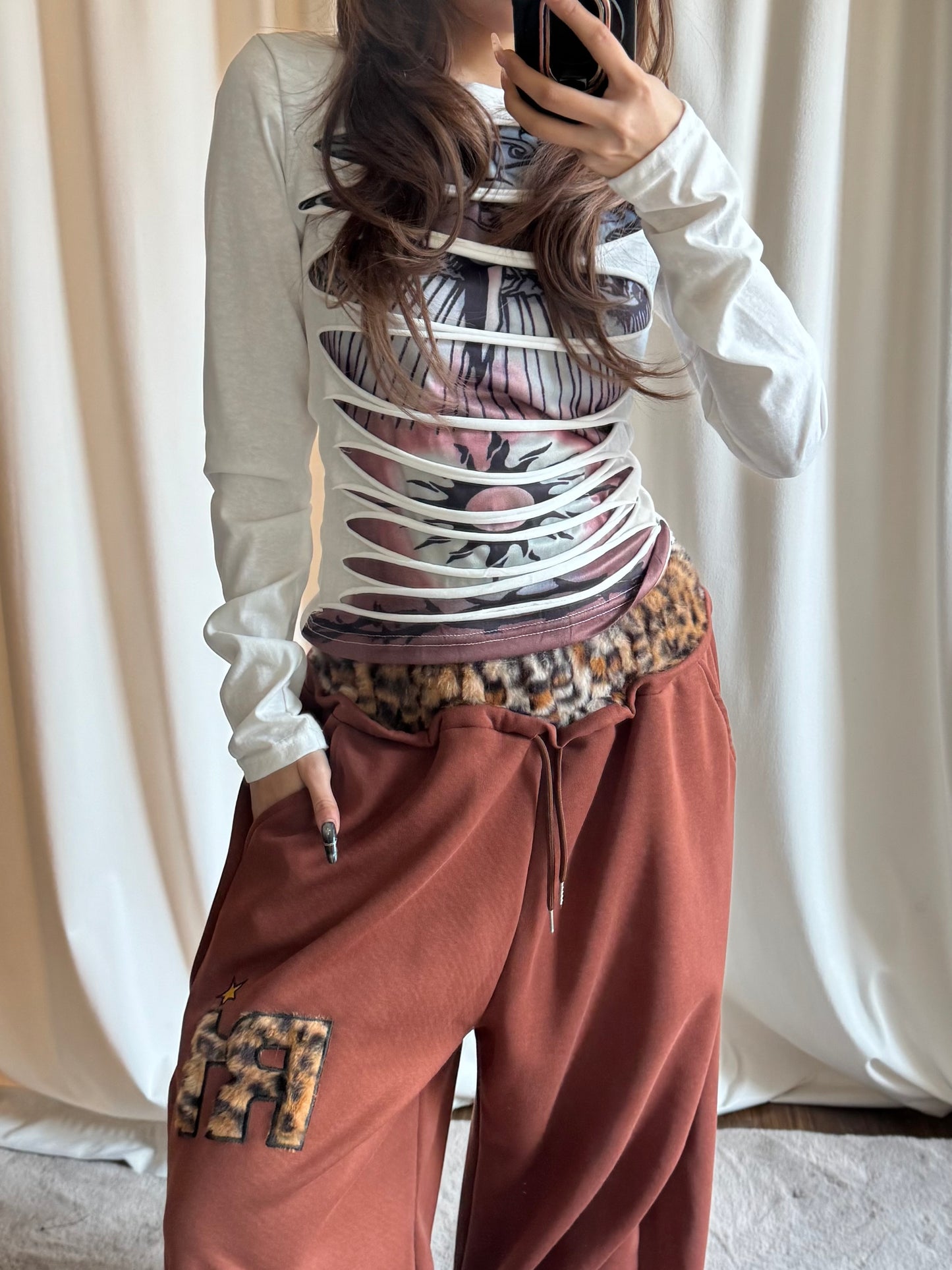 ポイントレオパードスウェットパンツ DPB86185