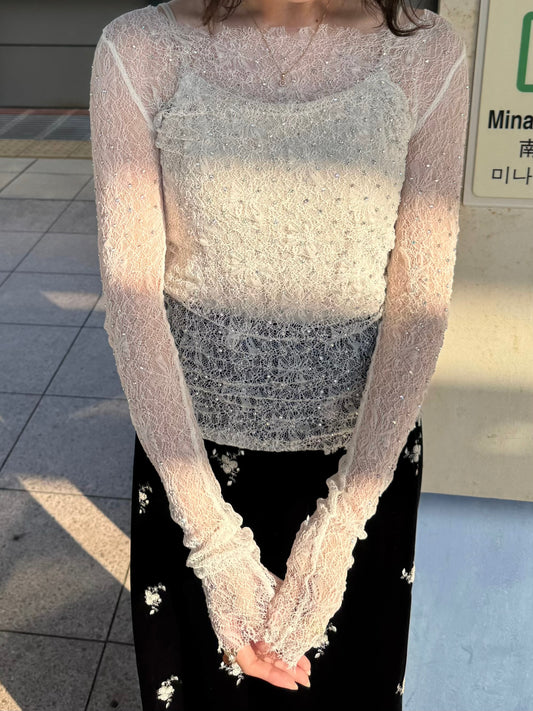 レースストーンカットソー DPC03035