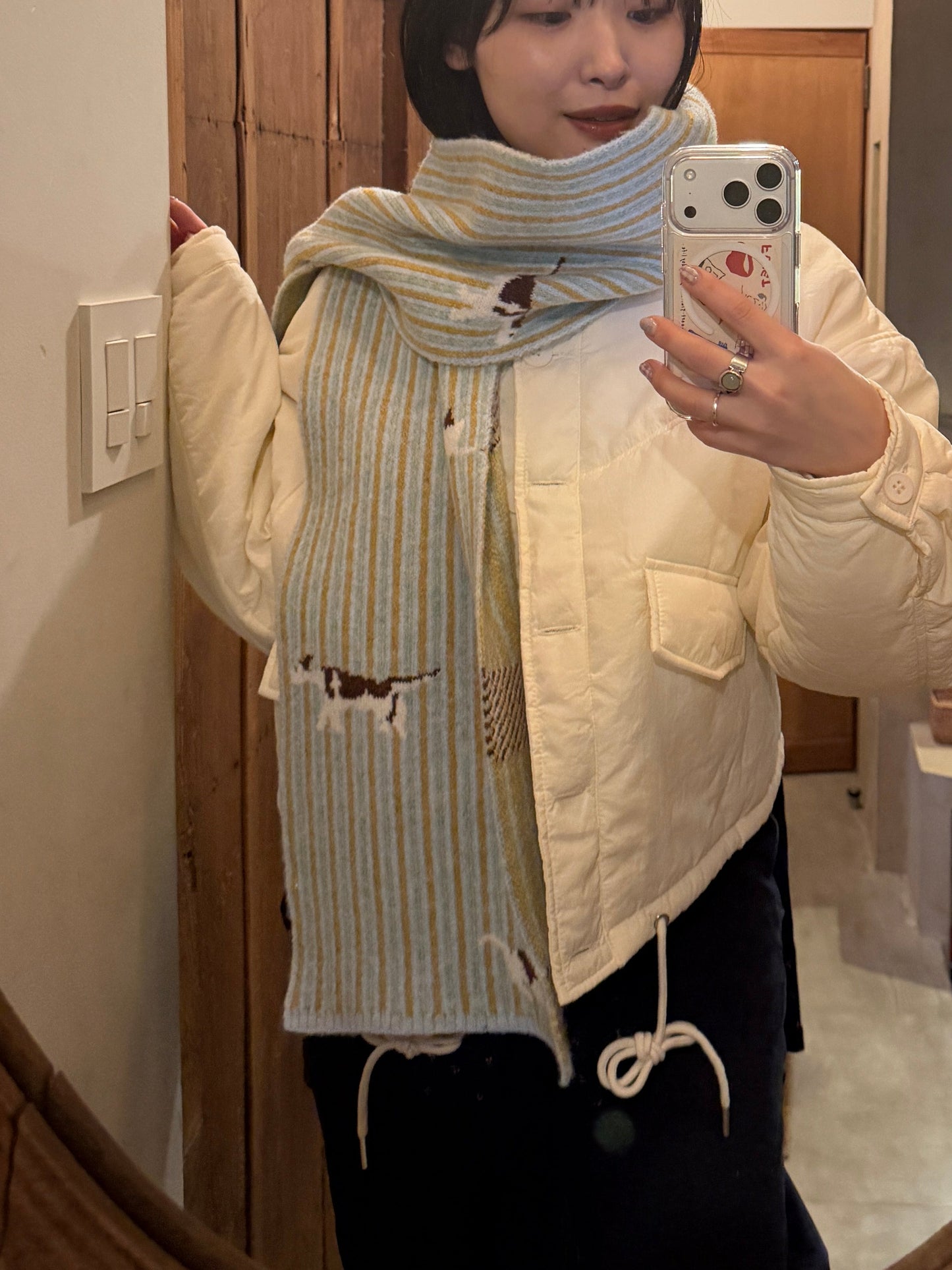 ドッグイラストストライプマフラー DPB78224