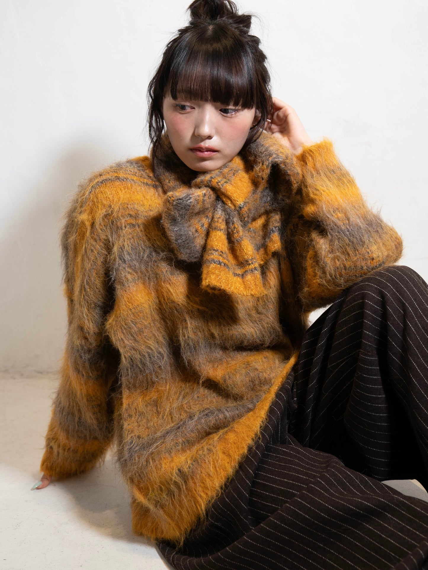 リボンマフラーボーダーニット DPC02005