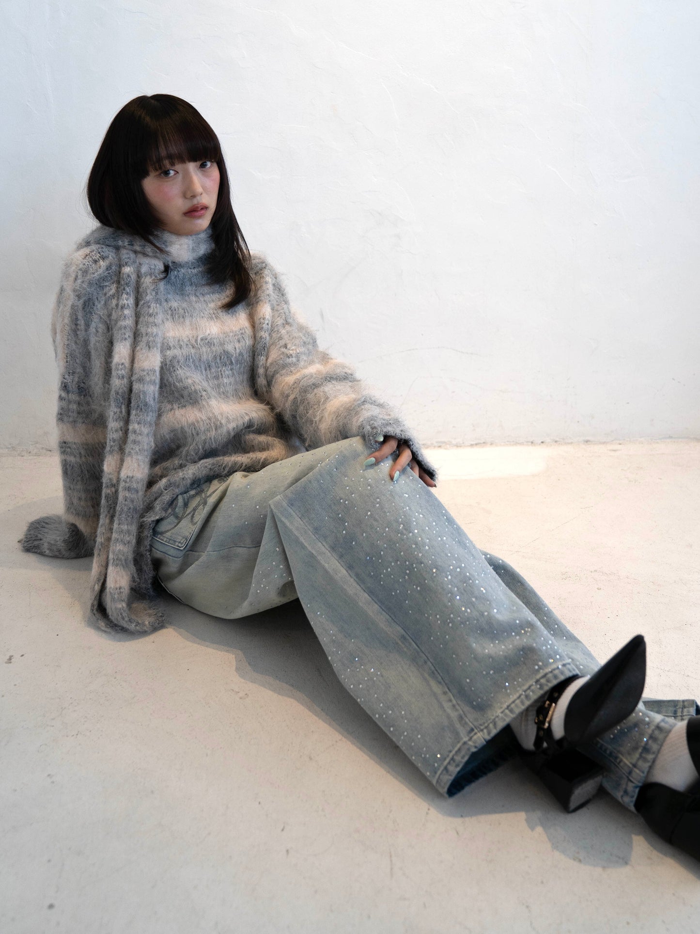 ラメストレートデニムパンツ DPC02014