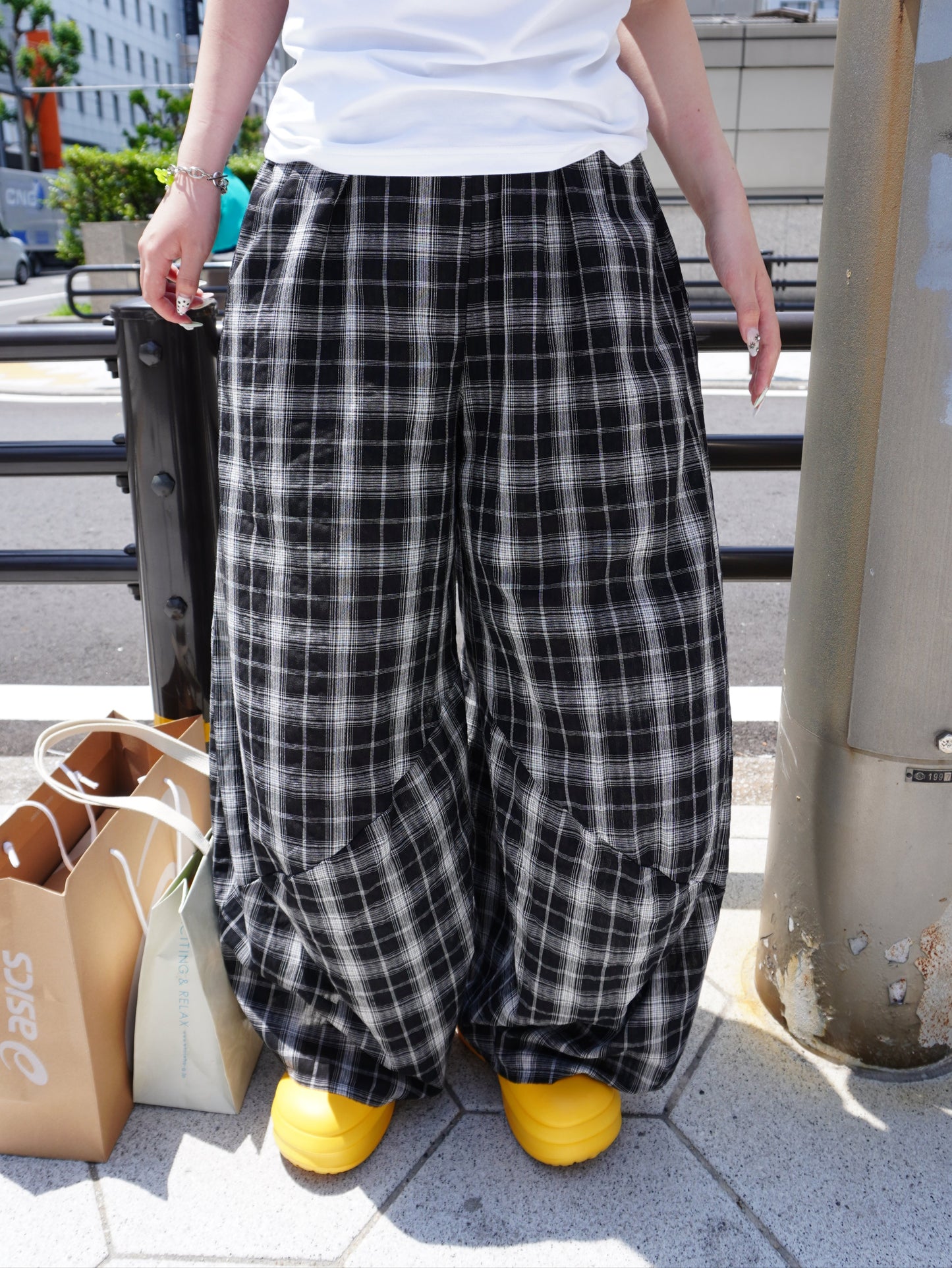 切替デザインチェックワイドパンツ DPB85215