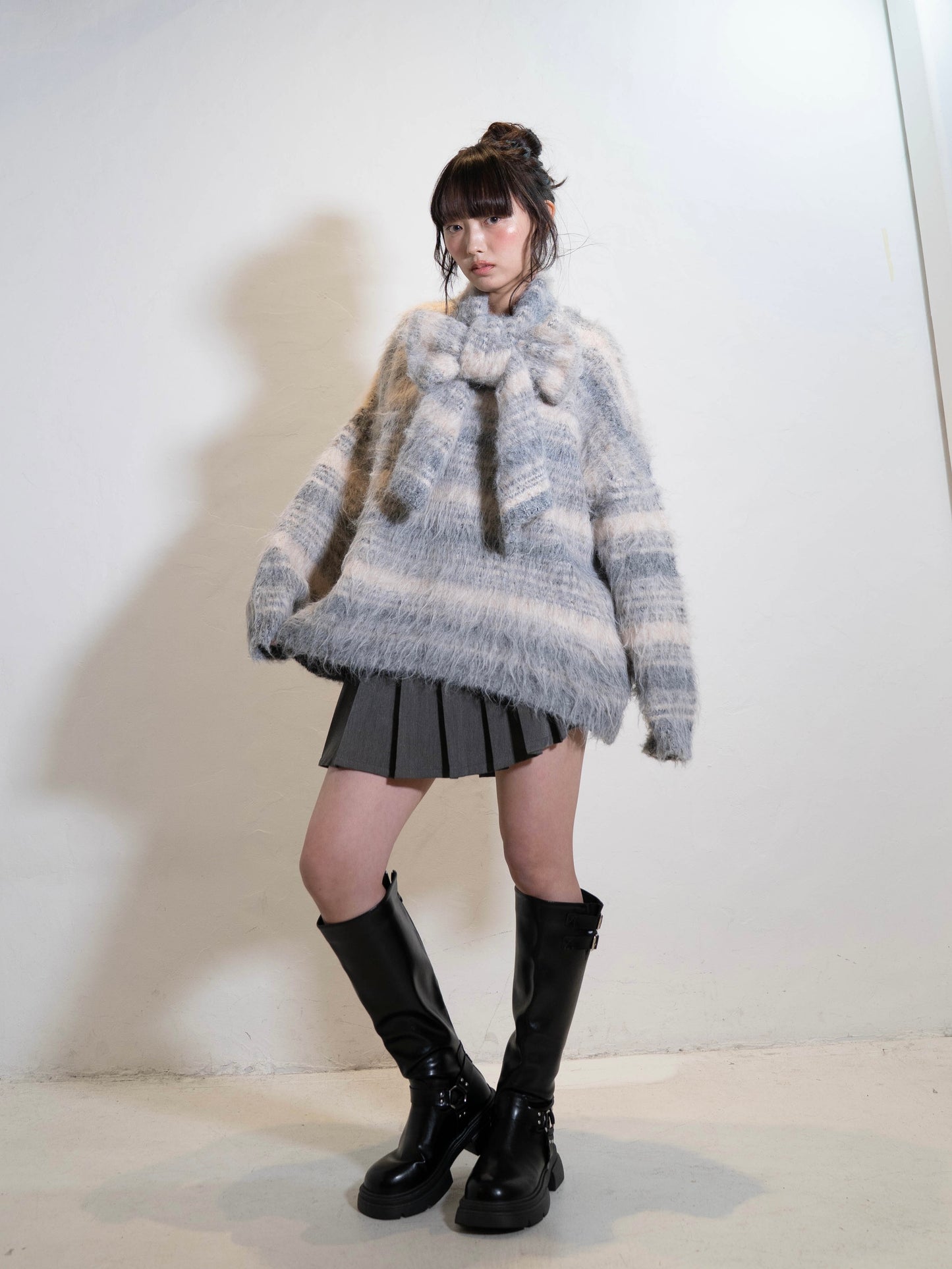 リボンマフラーボーダーニット DPC02005