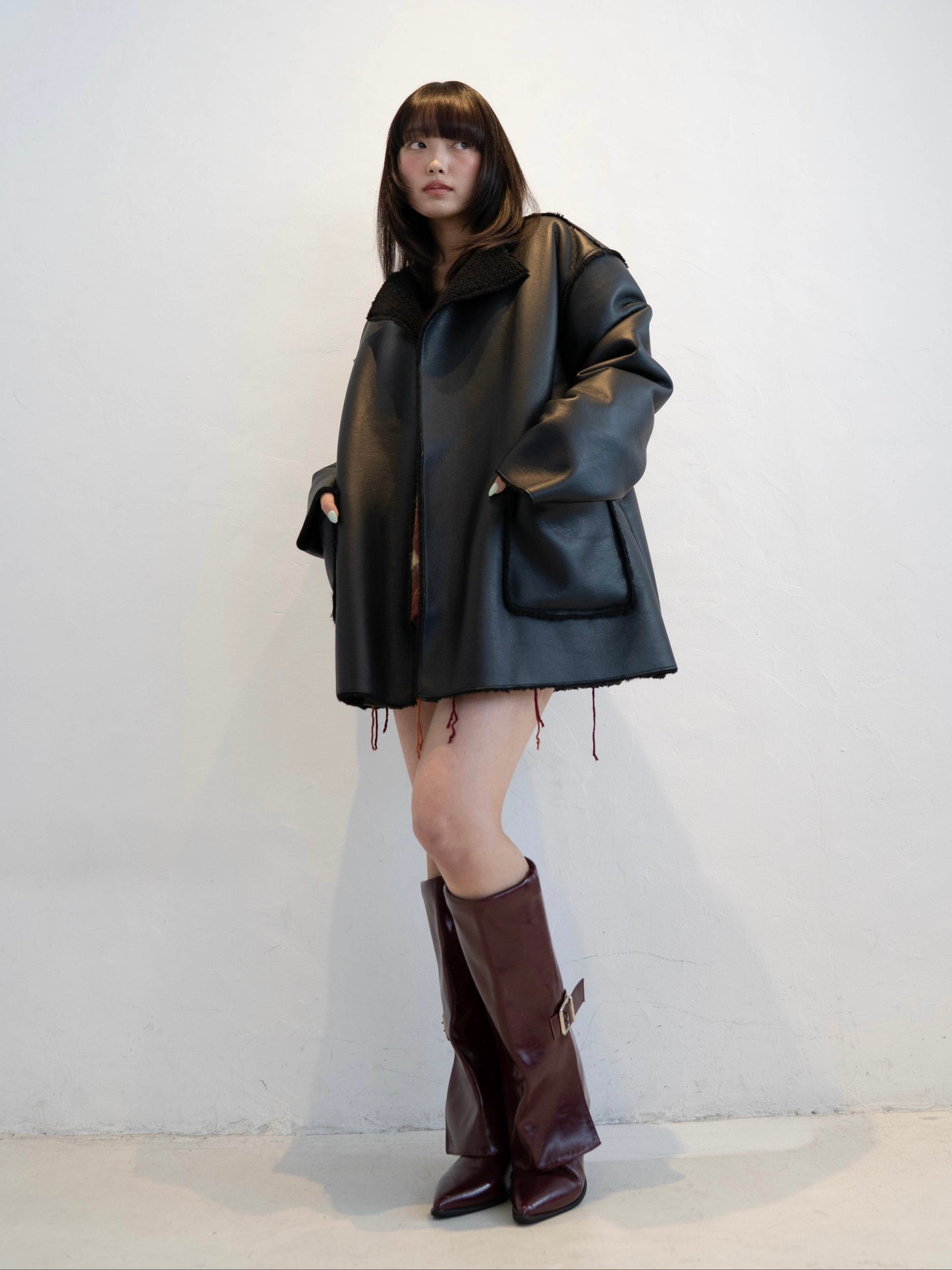 ポイントボアフェイクレザージャケット DPC02010