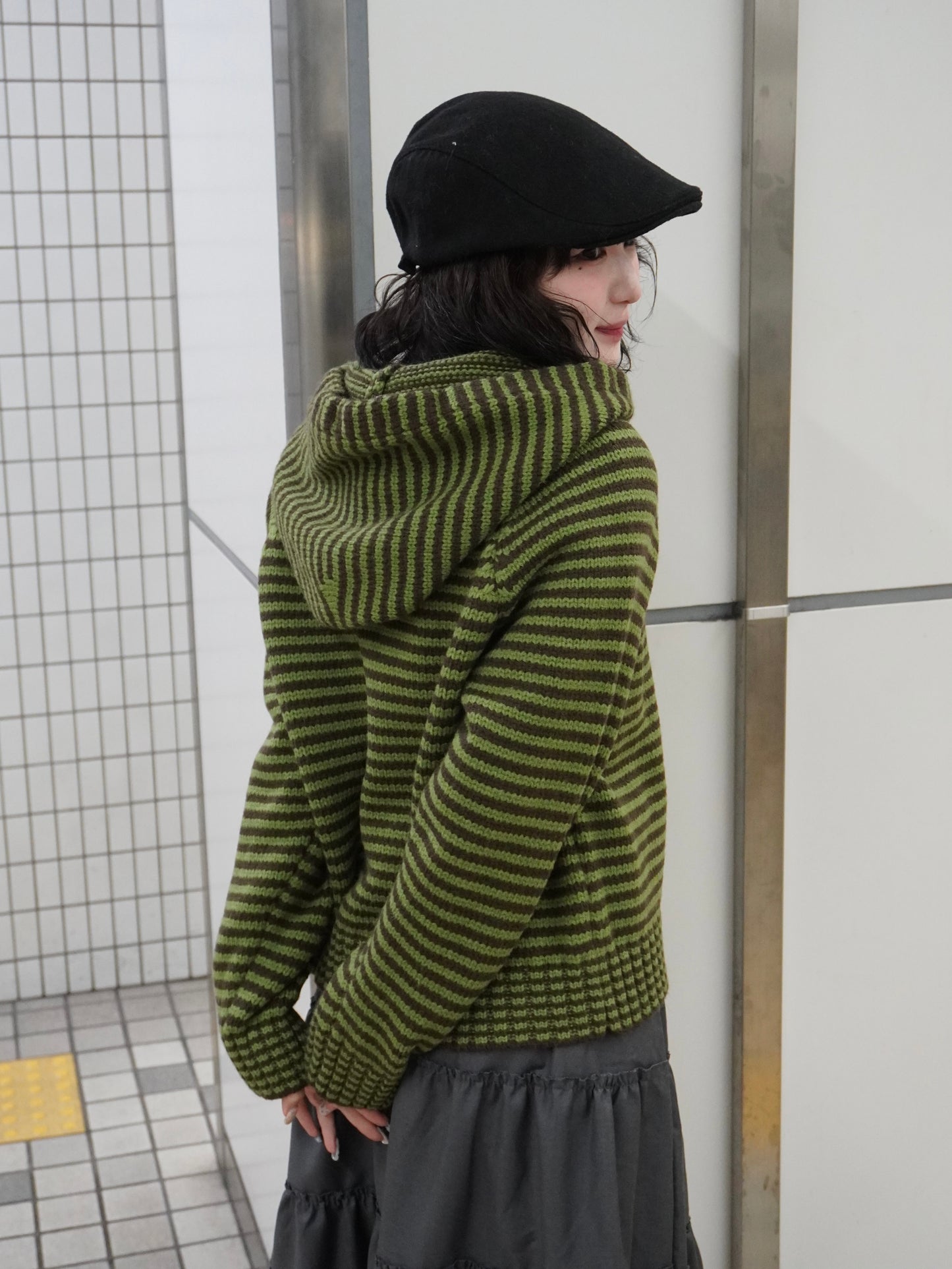 【即納】ボーダーニットダブルジップパーカー DPB85367S