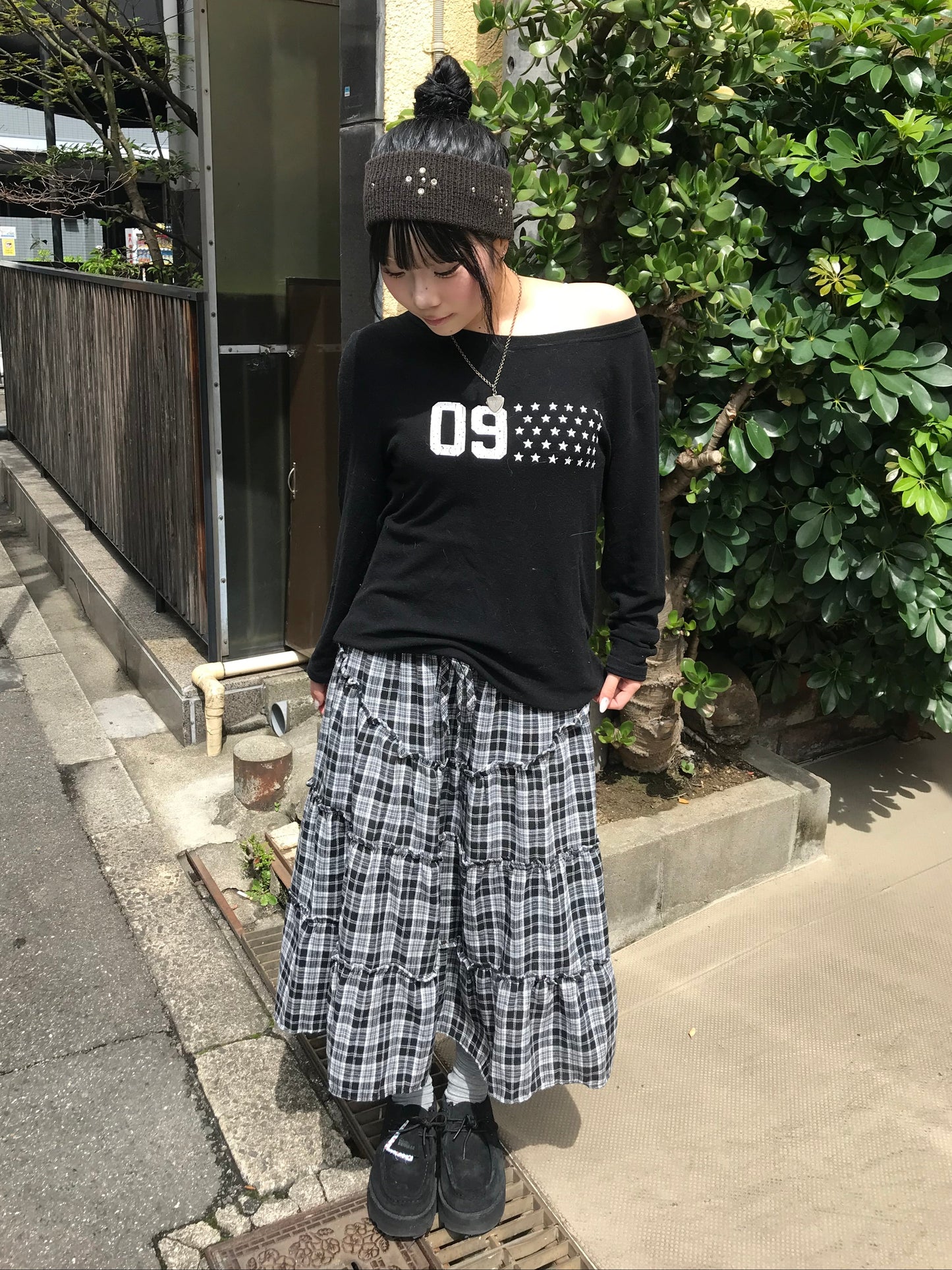 ロングチェックフリルスカート DPB89256