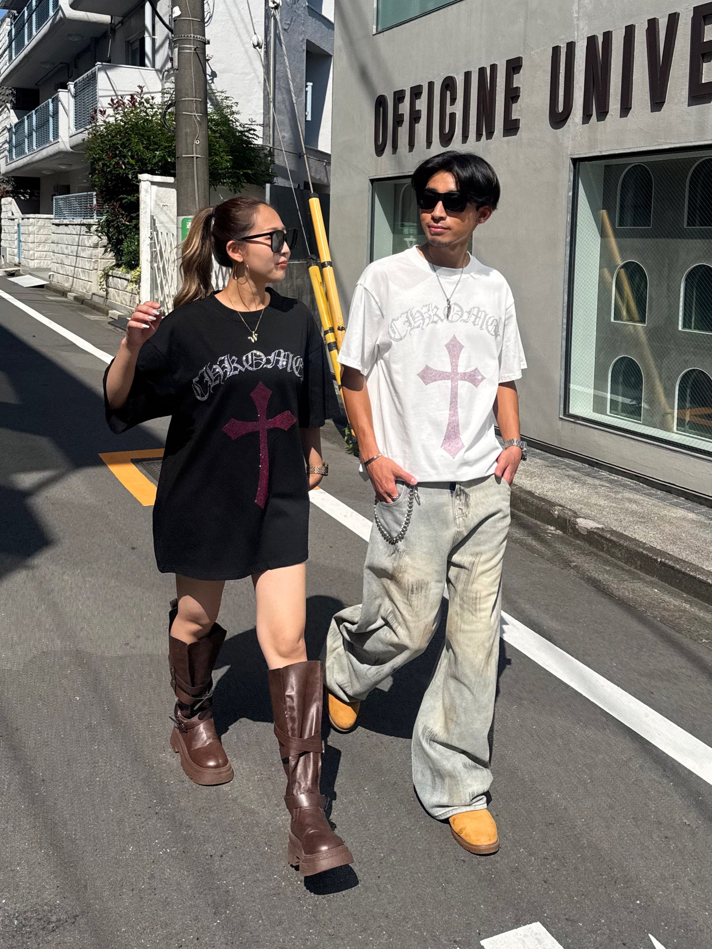 【即納】クロスストーンオーバーサイズTシャツ DPB73666S