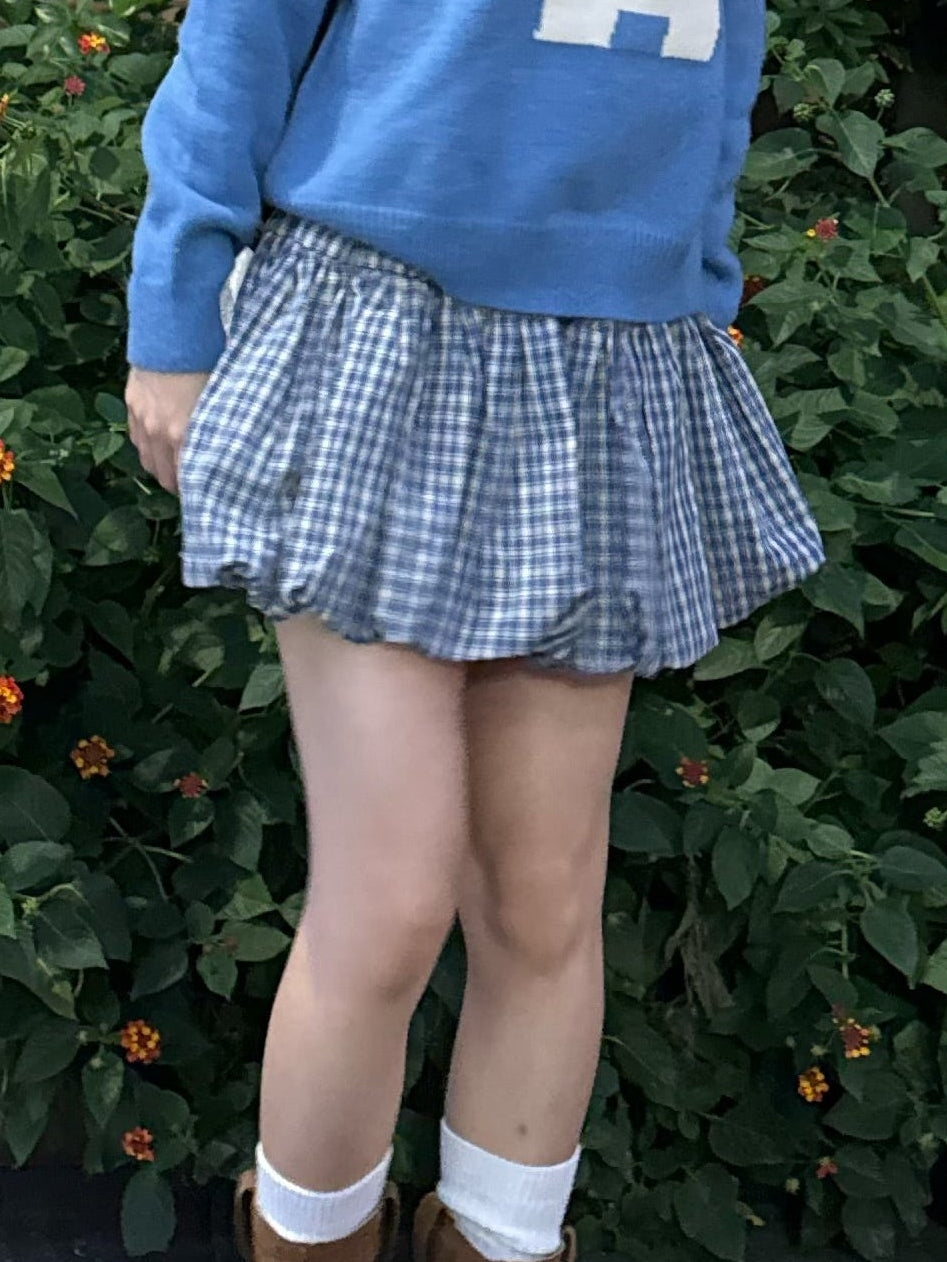 ブルーチェックバルーンスカート DPA43688