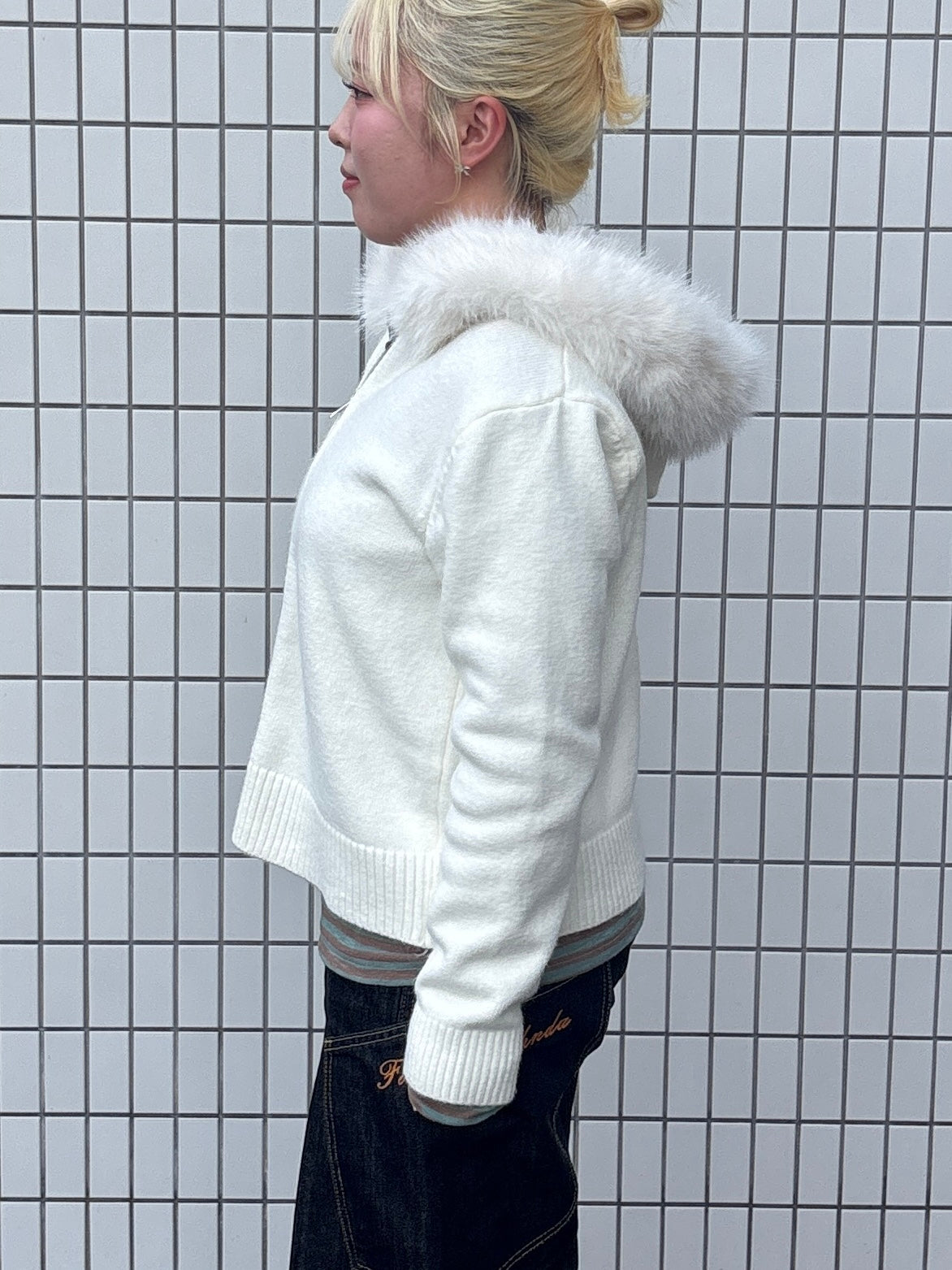 ファーフードニットパーカー DPB97066