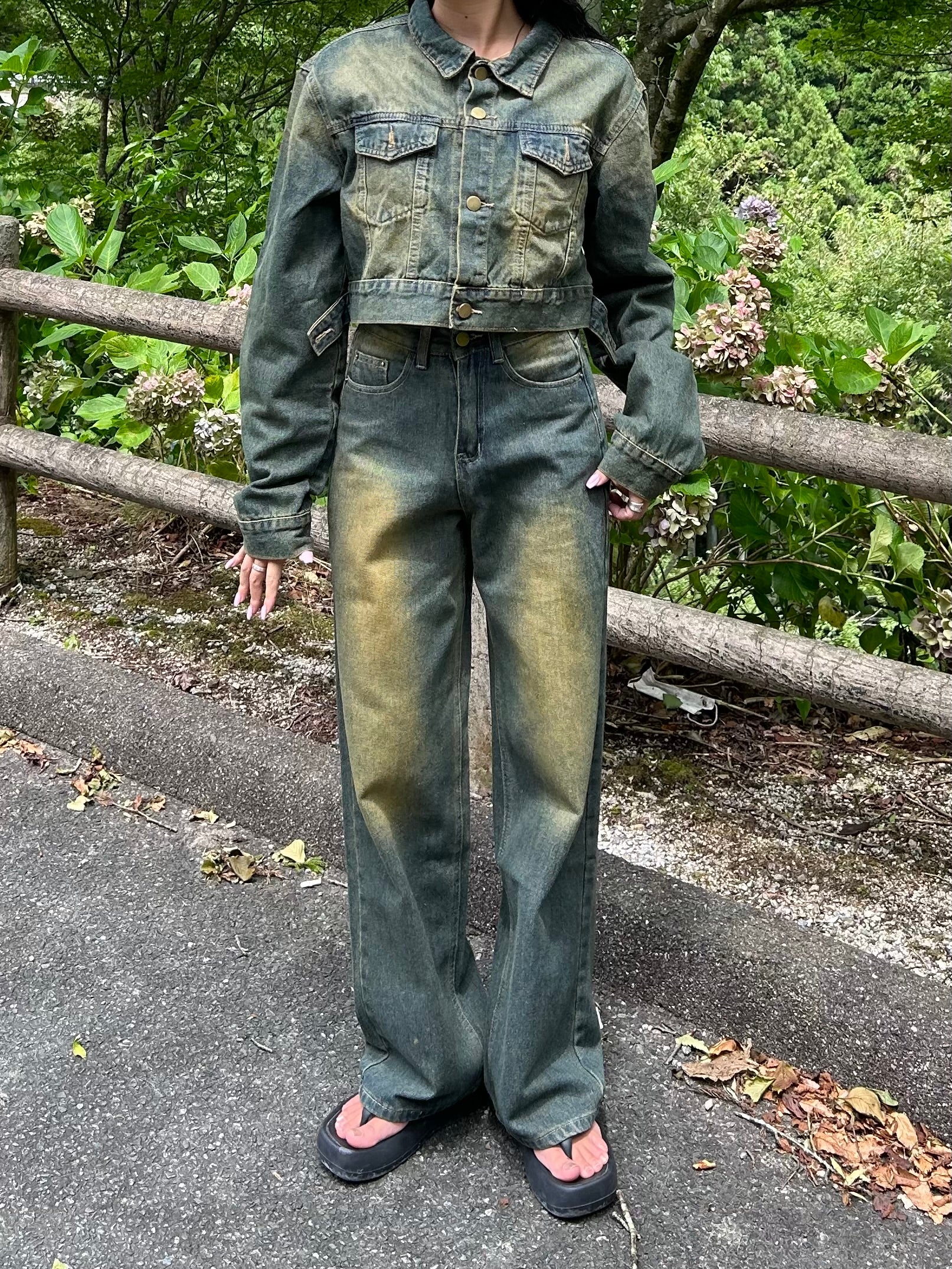 Vintage like fake leather flare pants / ヴィンテージライクフェイク