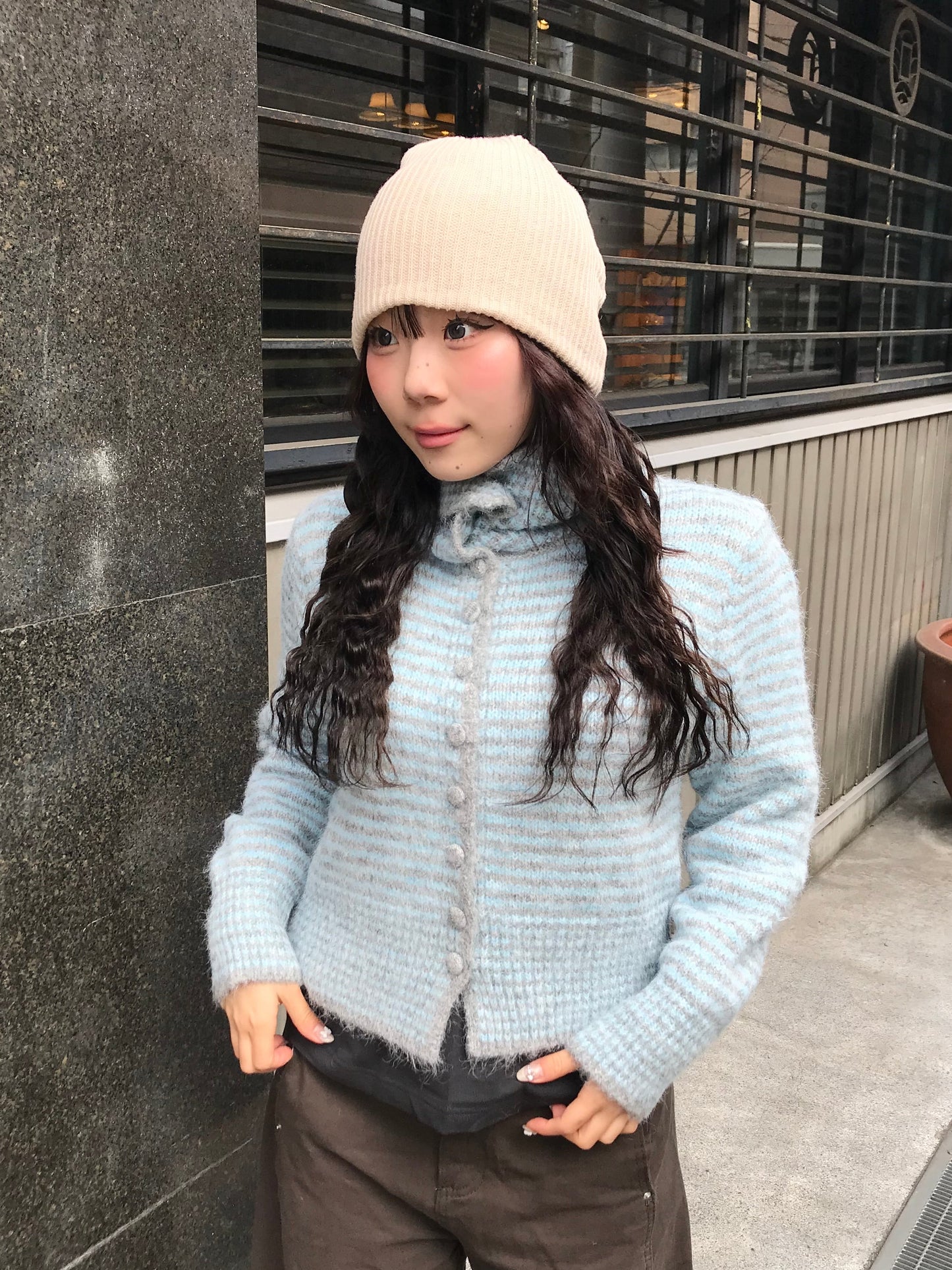 ニットボーダーポロトップス DPB89188