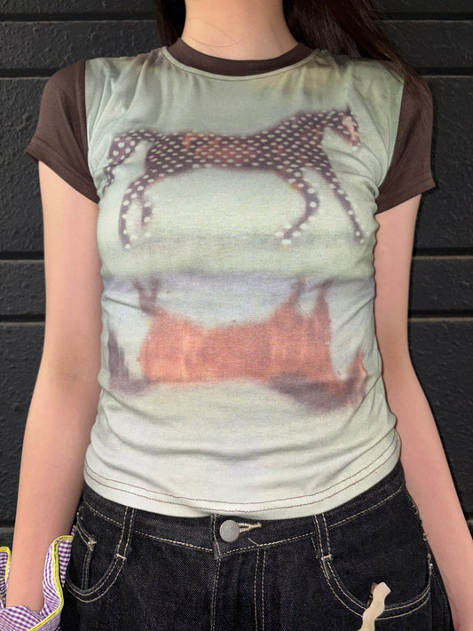 ホースプリントチョコミントTシャツ DPC08020