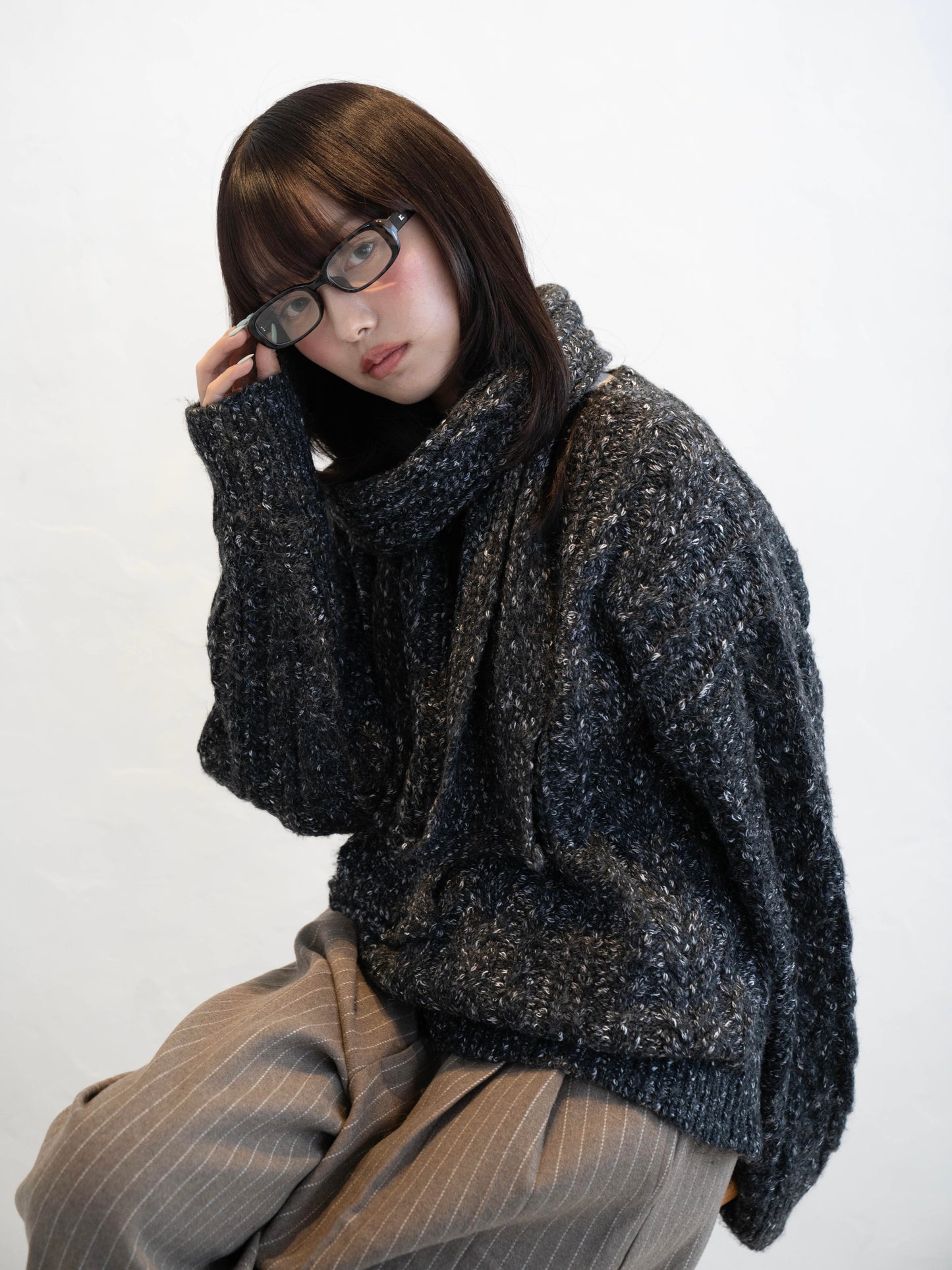 マフラー付きマーブルニット DPC02002