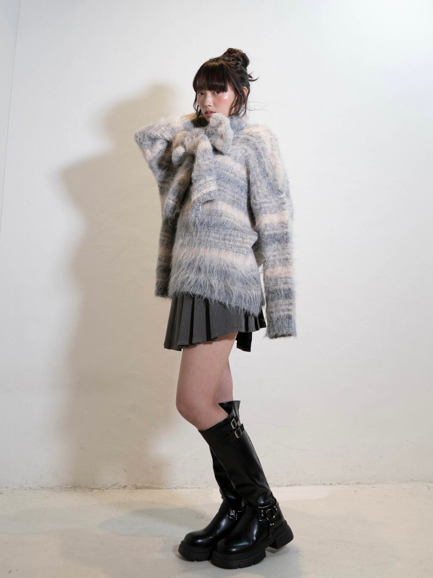 リボンマフラーボーダーニット DPC02005