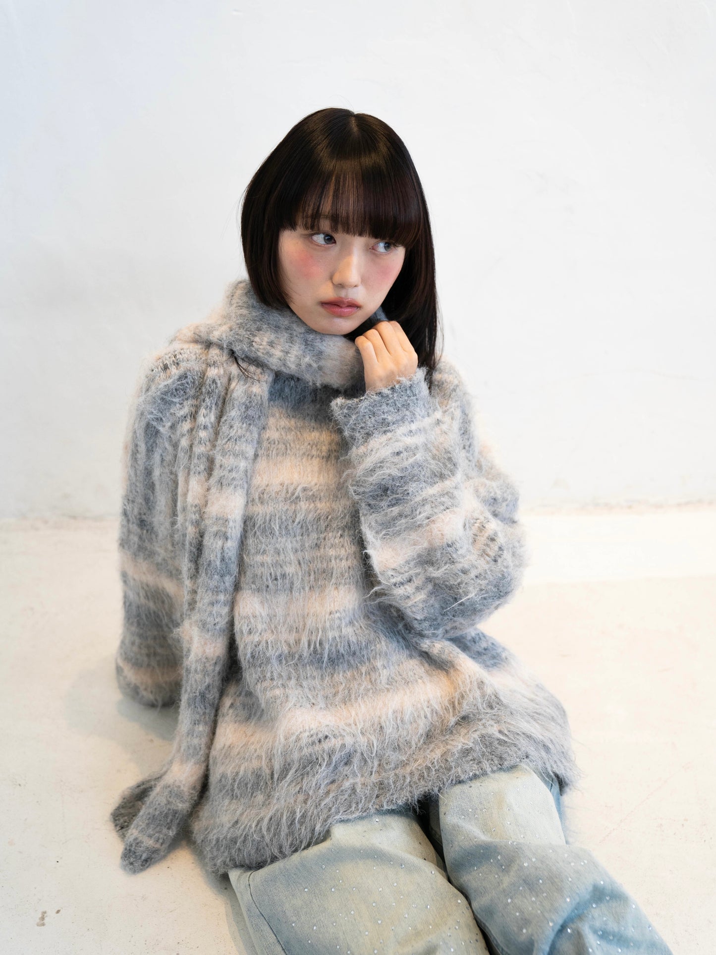 リボンマフラーボーダーニット DPC02005