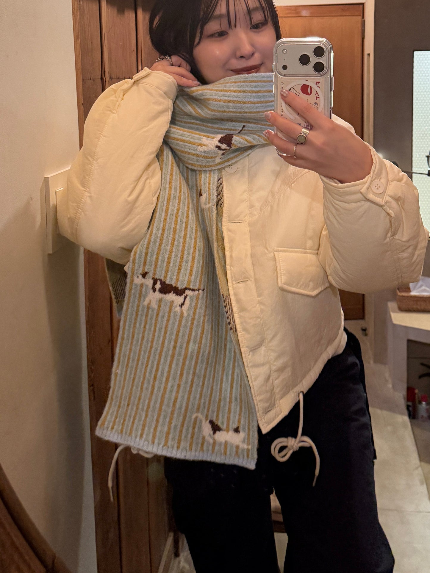 ドッグイラストストライプマフラー DPB78224