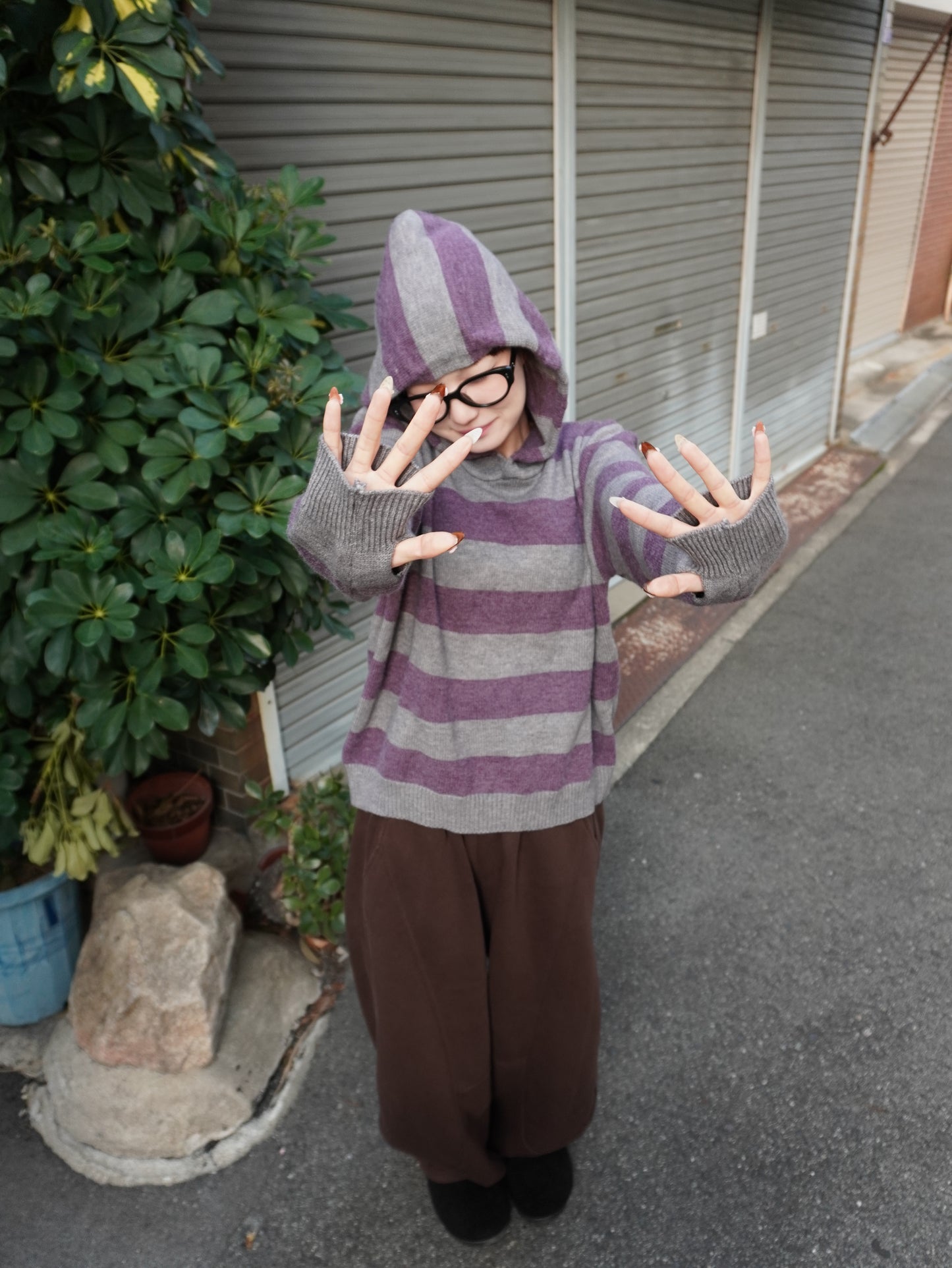 ボーダーフーディニットパーカー DPB85383