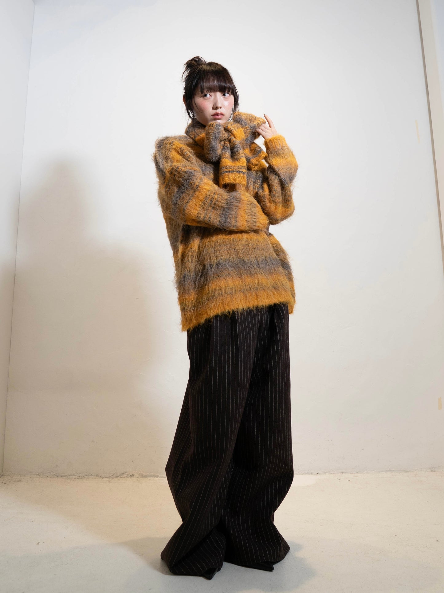 リボンマフラーボーダーニット DPC02005