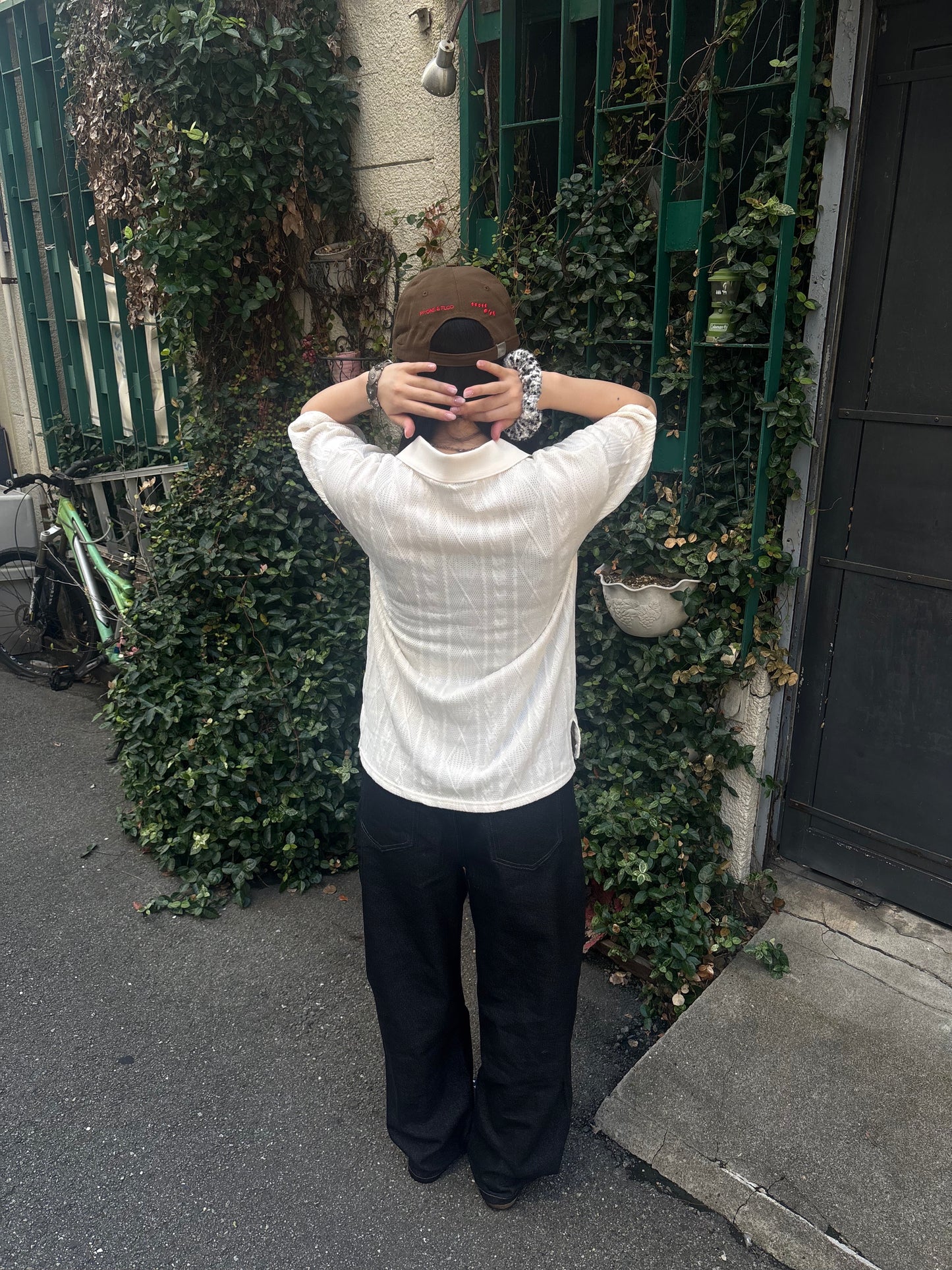 ホワイトニットポロTシャツ DPB89052