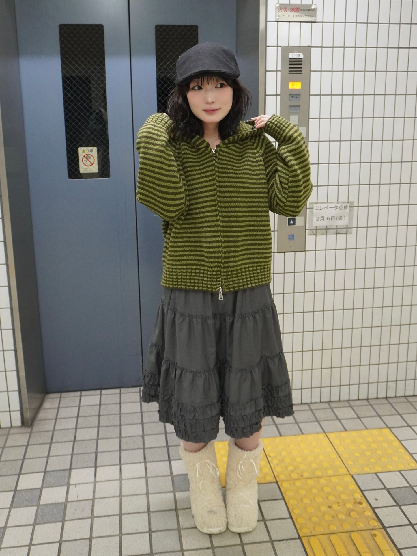 【即納】ボーダーニットダブルジップパーカー DPB85367S