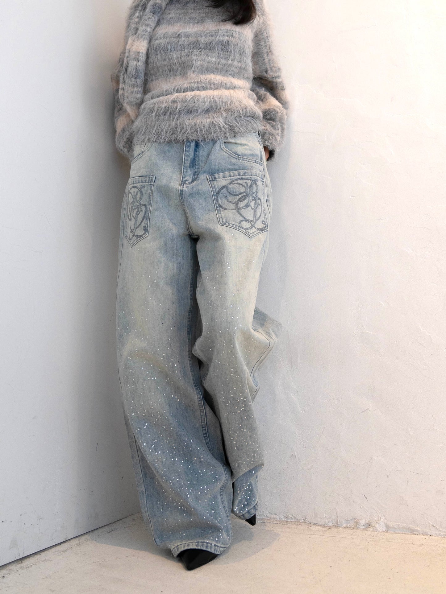 ラメストレートデニムパンツ DPC02014