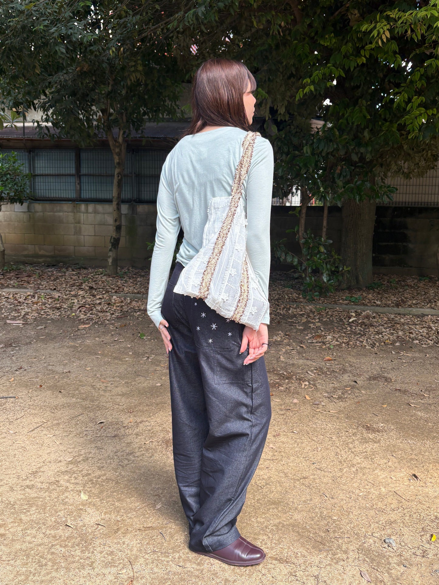 バックポケットスターワイドデニムパンツ DPC08012