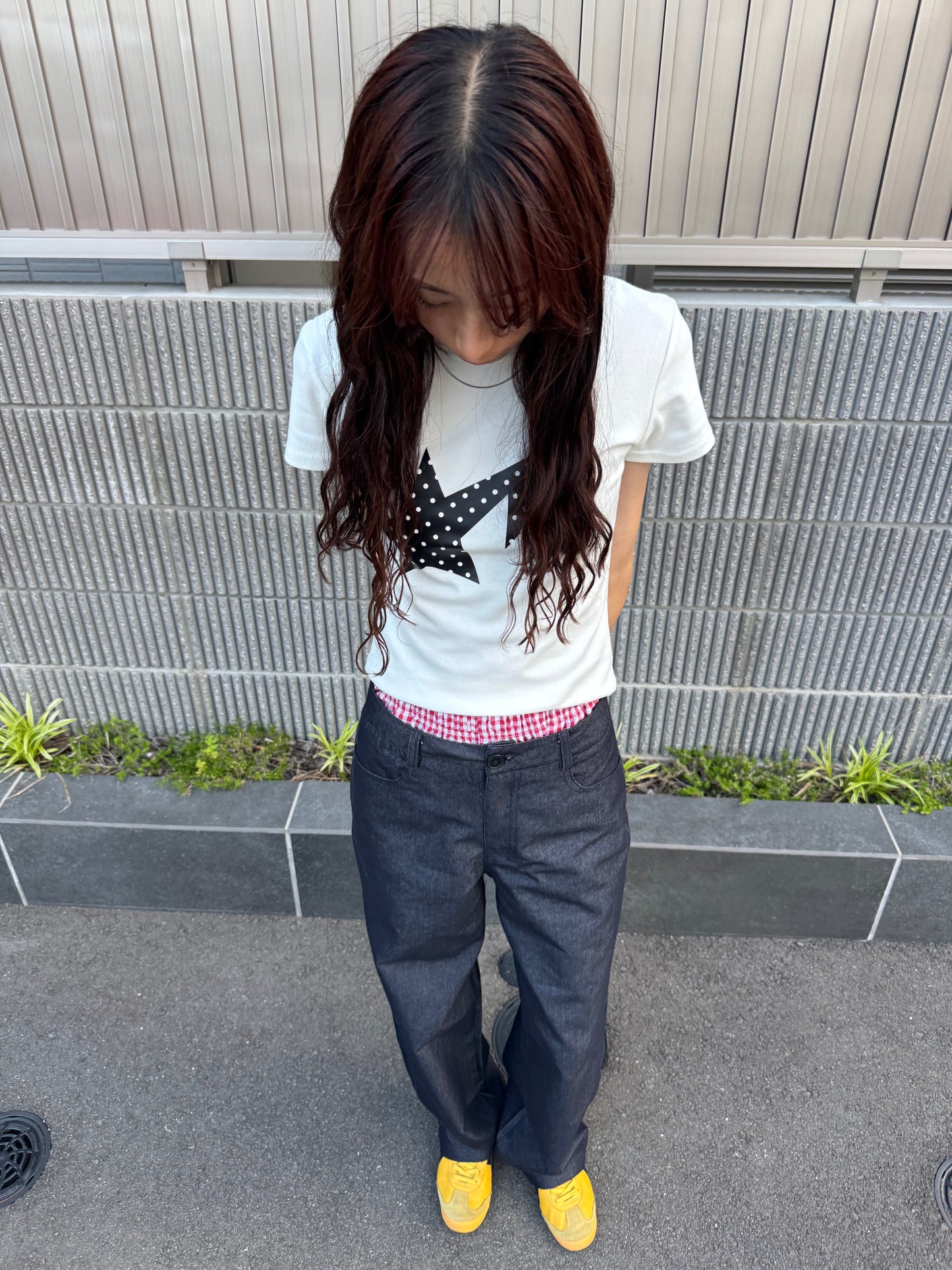 バックポケットステッチワイドデニムパンツ DPC07024