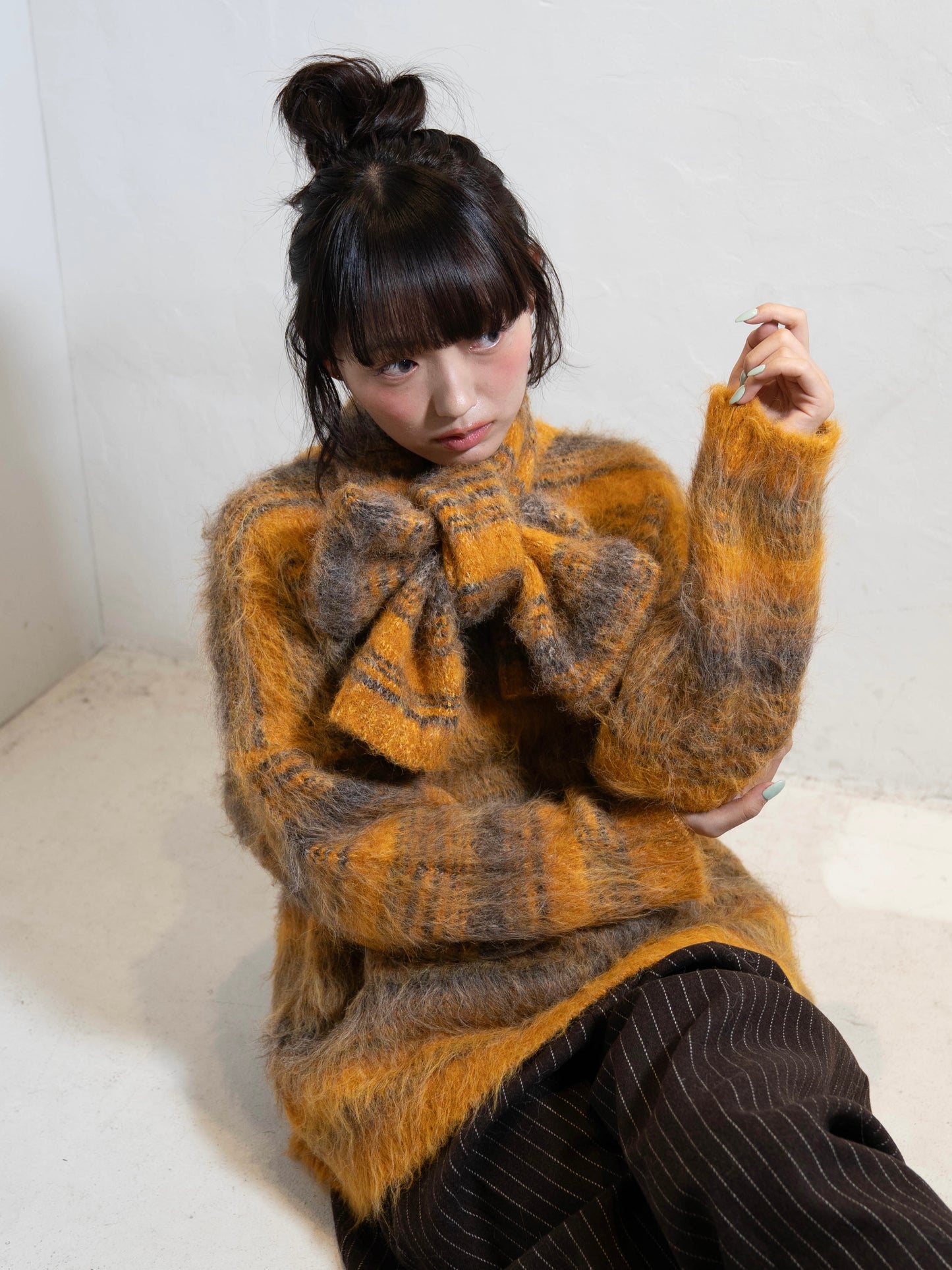 リボンマフラーボーダーニット DPC02005