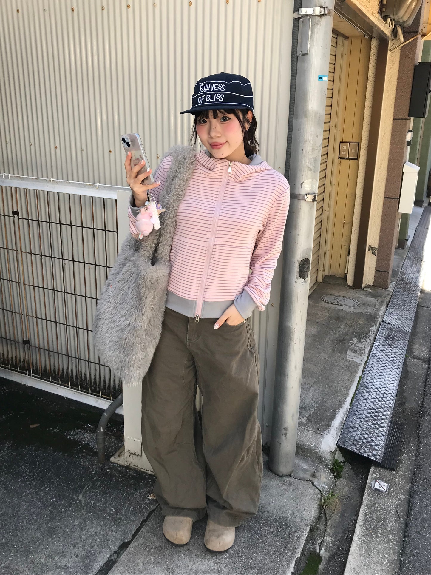 ボーダーピンクジップパーカー DPB89191