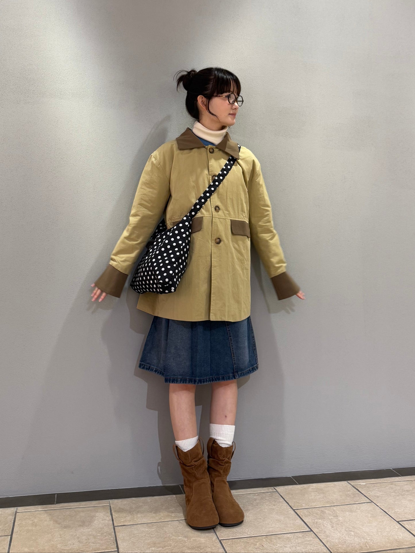 ユニークプリーツデニムスカート DPA43704