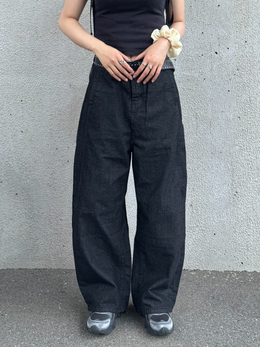 ブラックバギーデニムパンツ DPB93125