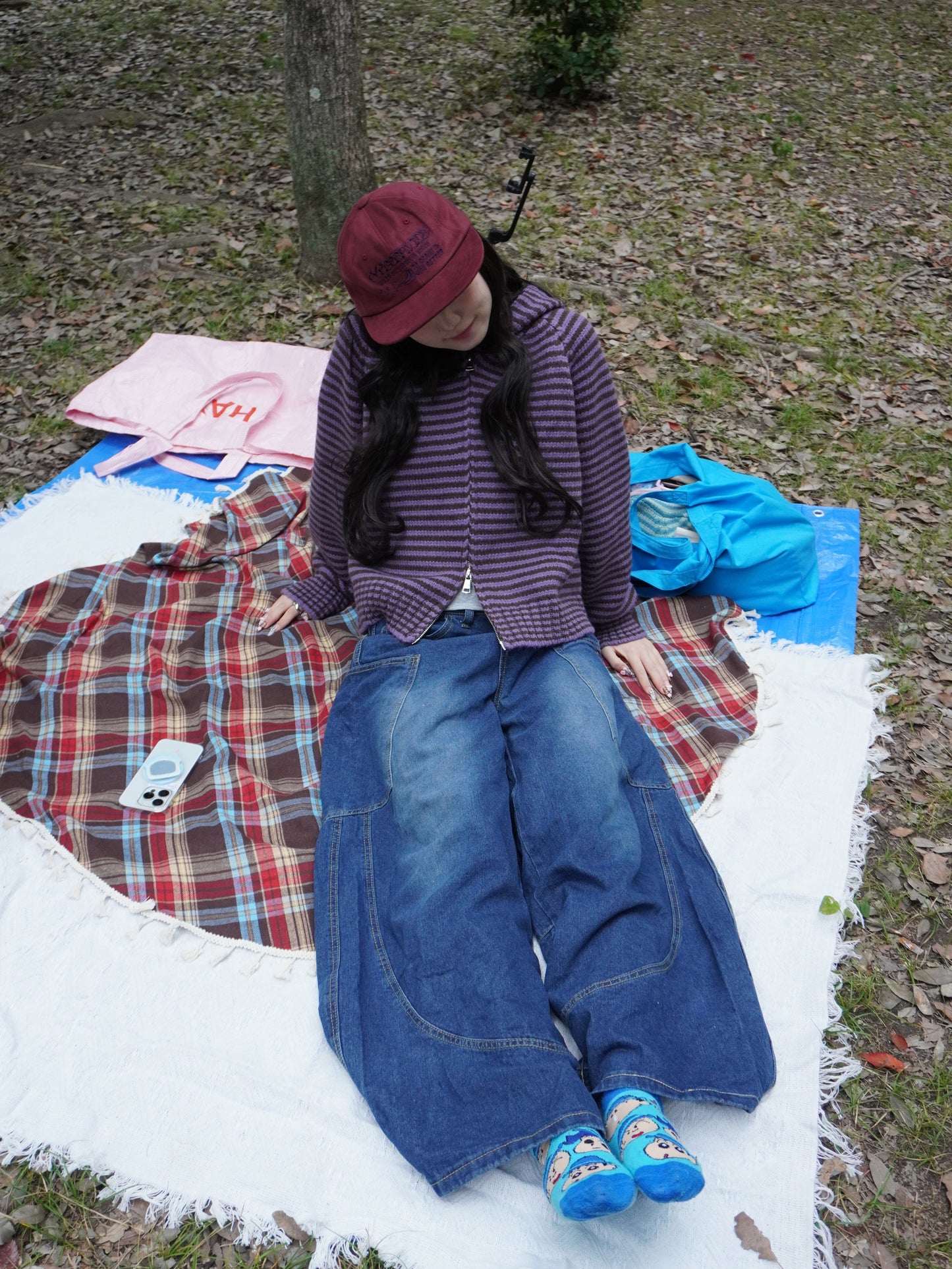 ボーダーニットダブルジップパーカー DPB85367