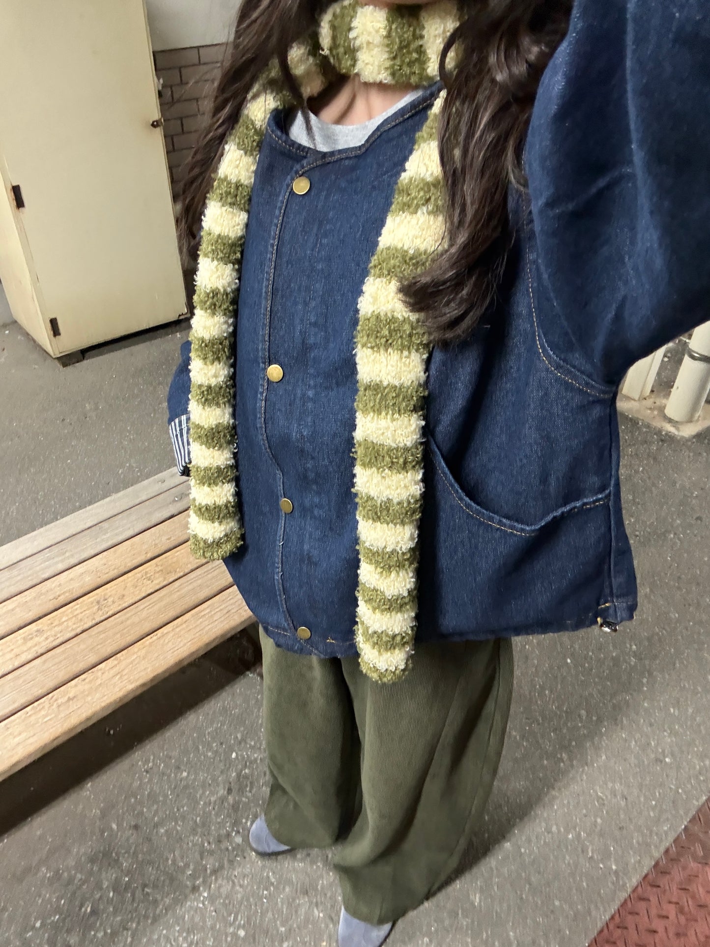 カーキボーダーマフラー DPC01012