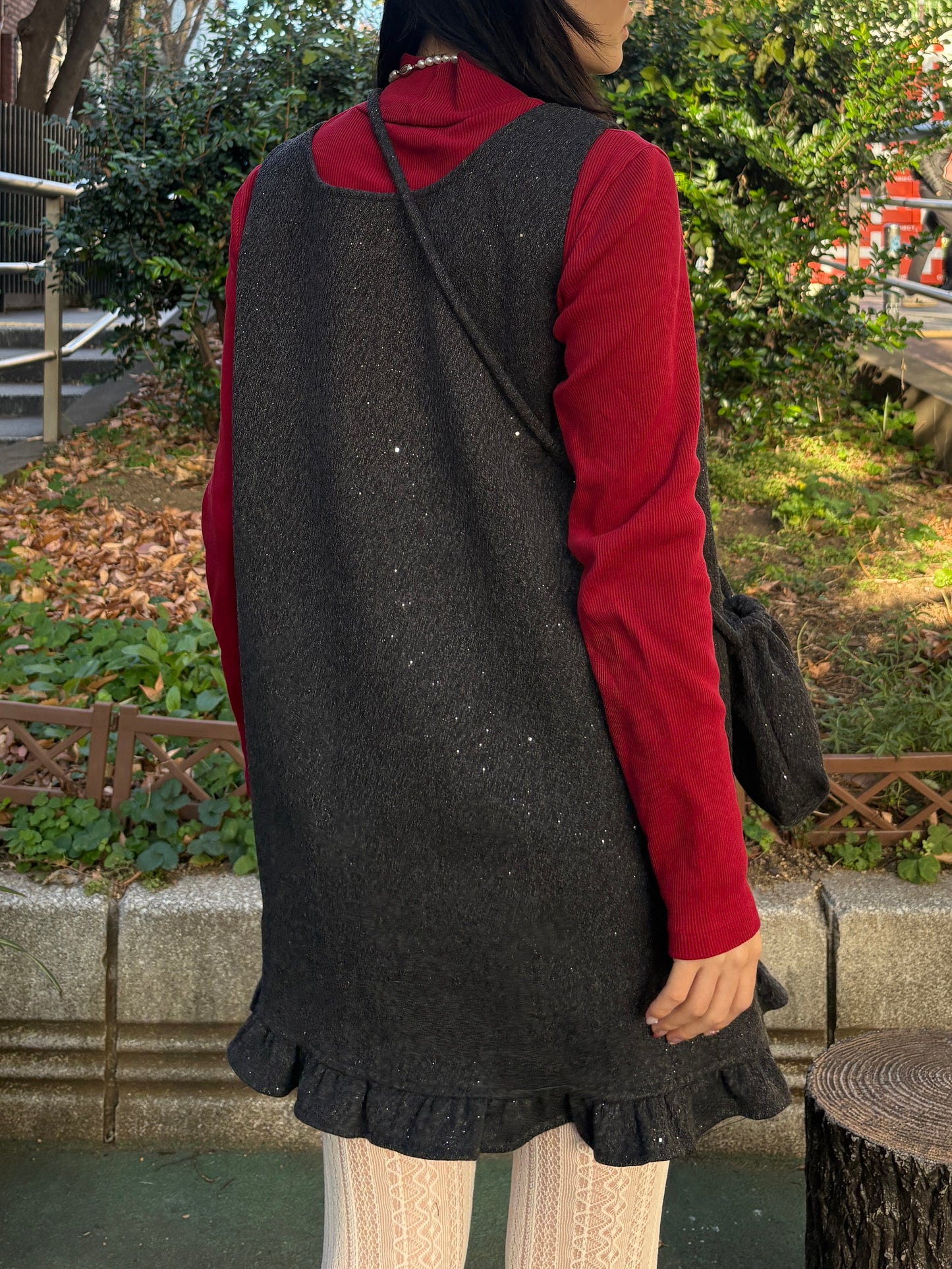 グリッターフリルワンピース&ミニバッグ DPA43724