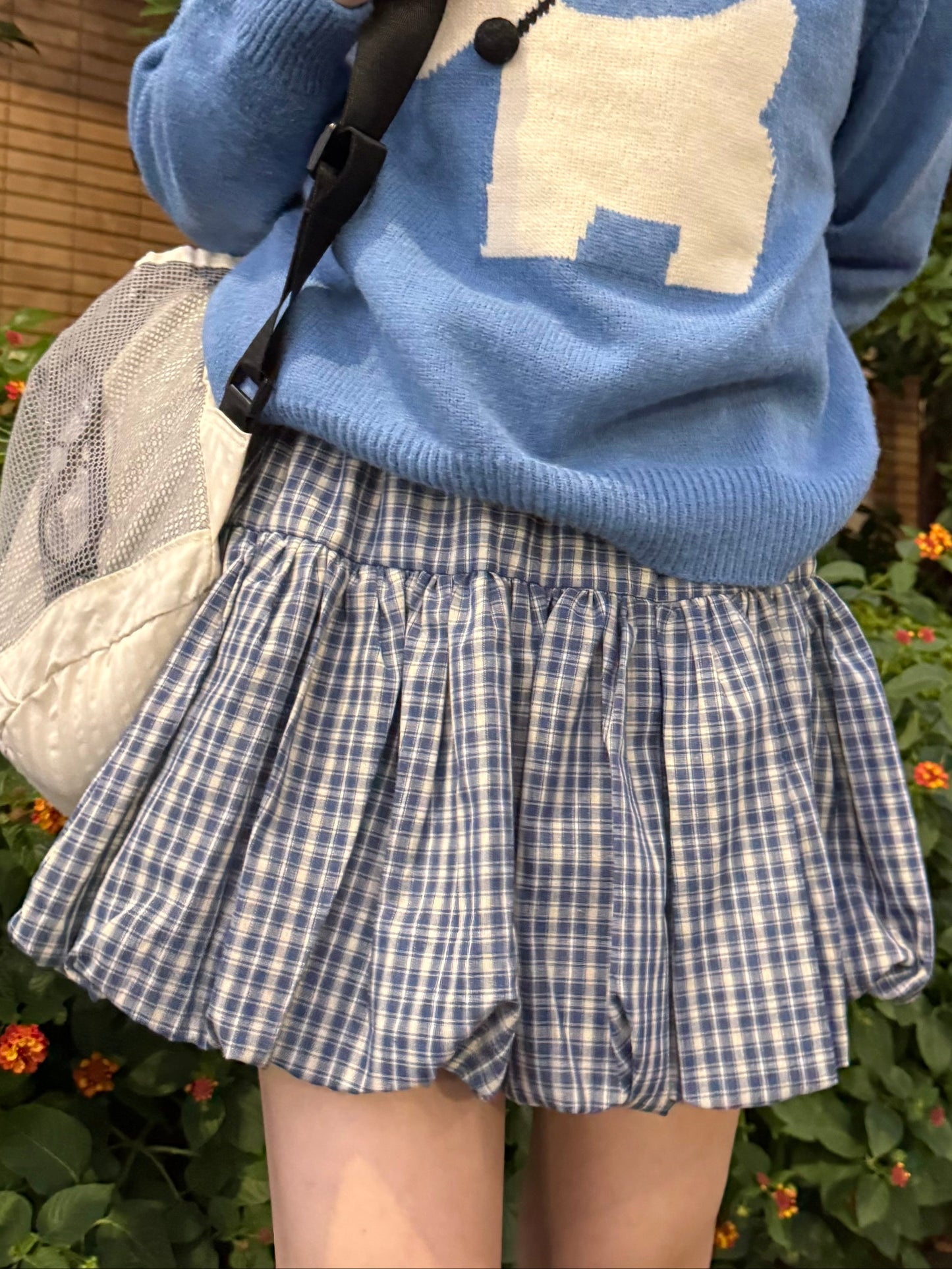 ブルーチェックバルーンスカート DPA43688
