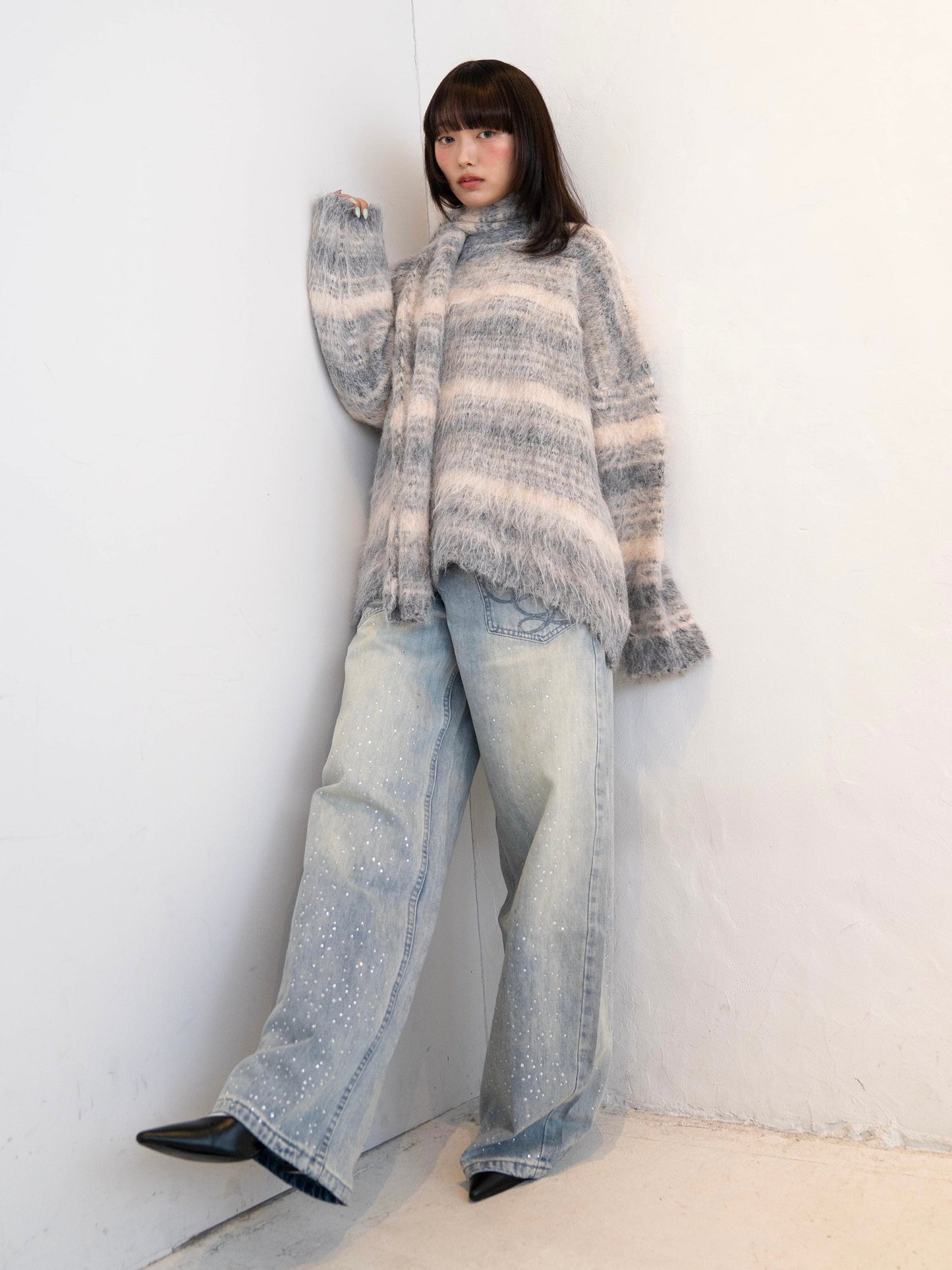 ラメストレートデニムパンツ DPC02014