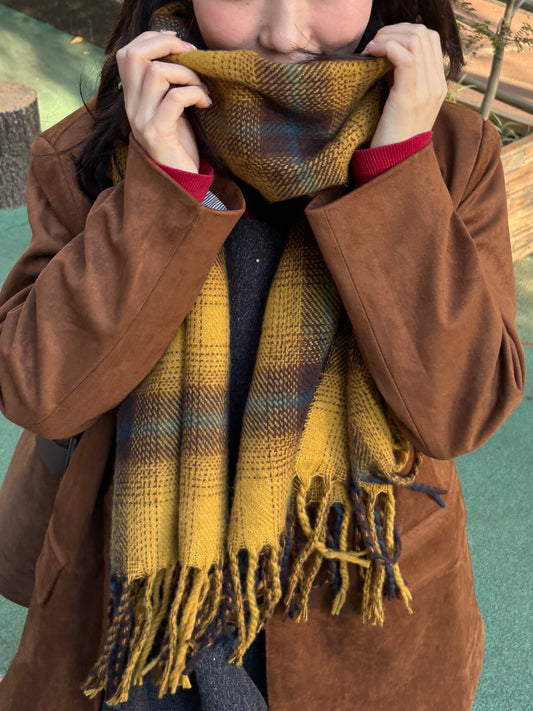 イエローチェックマフラー DPA43729