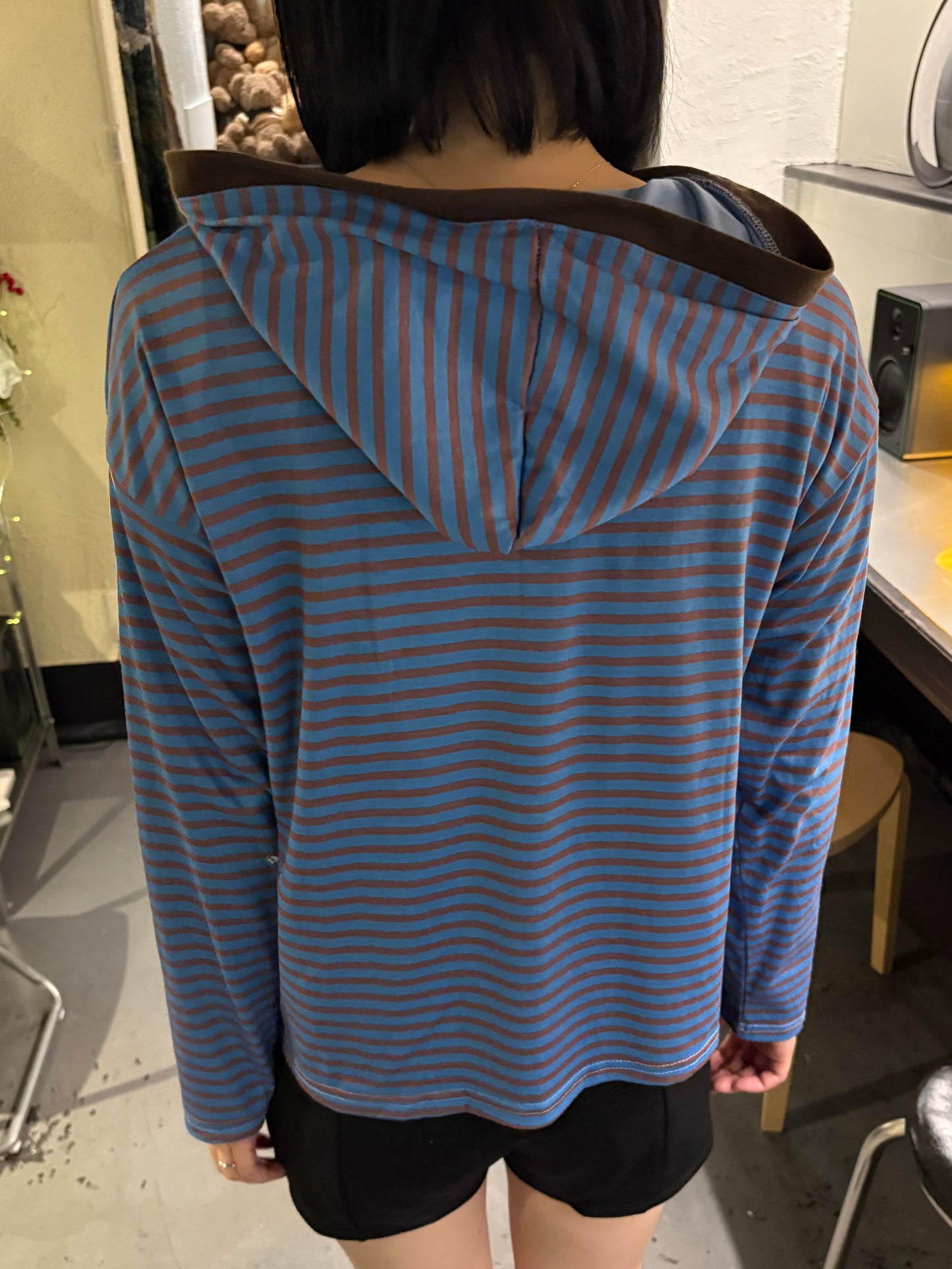 ボーダーヘンリーフーディトップス DPB99007