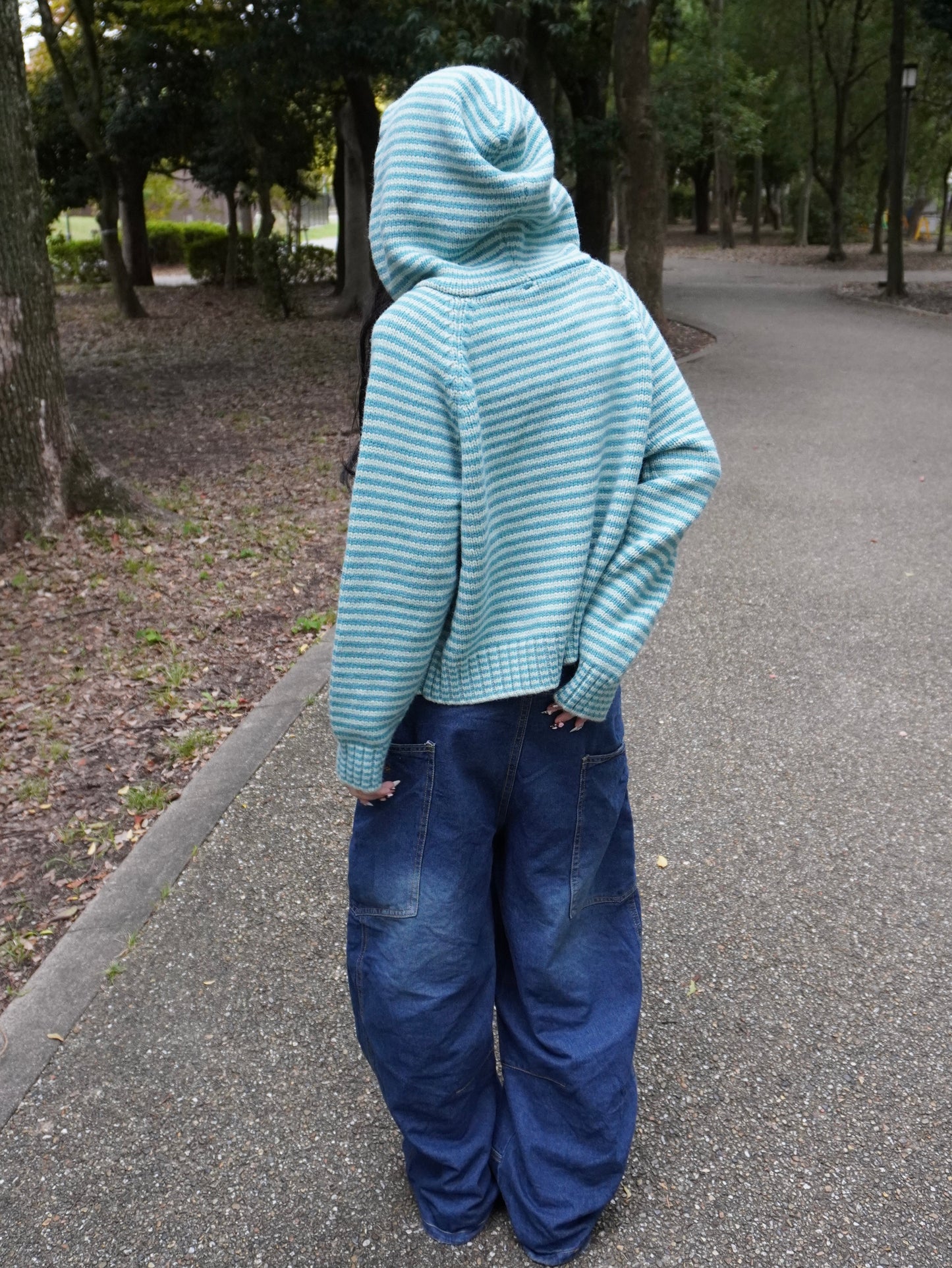 ボーダーニットダブルジップパーカー DPB85367