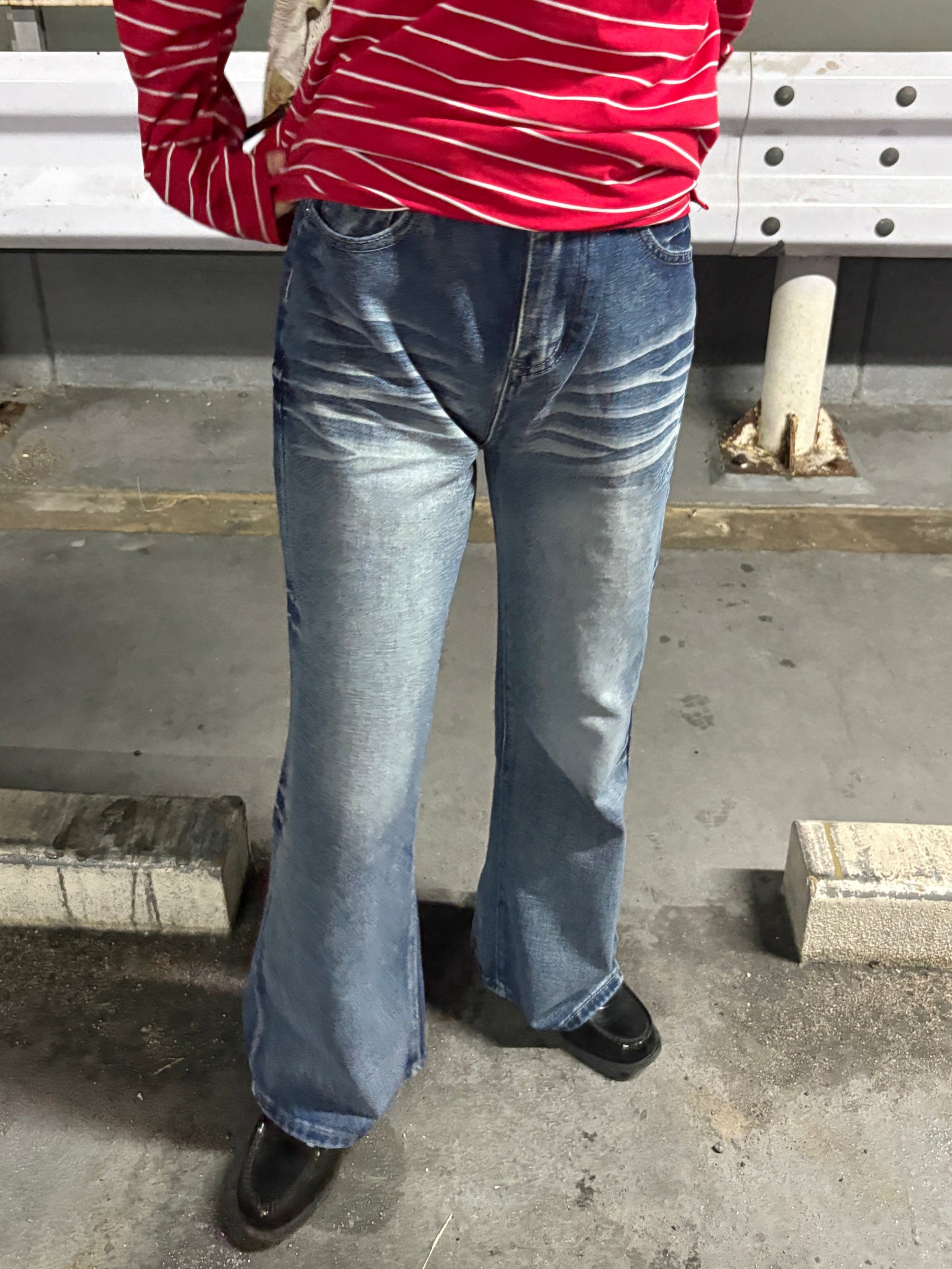 レトロセミワイドレッグデニムパンツ DPA43670